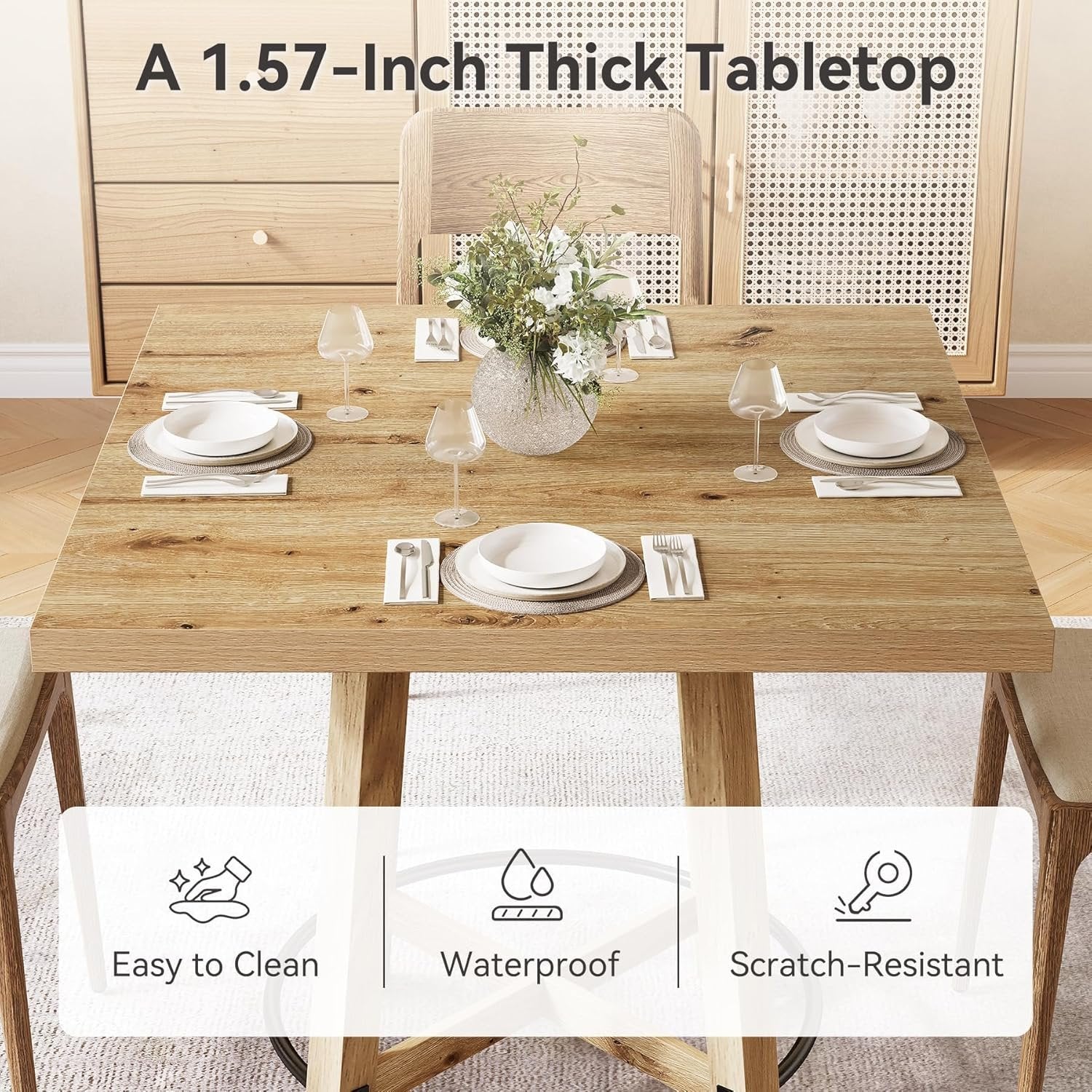 Tribesigns 80 cm tavolo da pranzo, Moderno tavolo quadrato da cucina per 2-4 persone