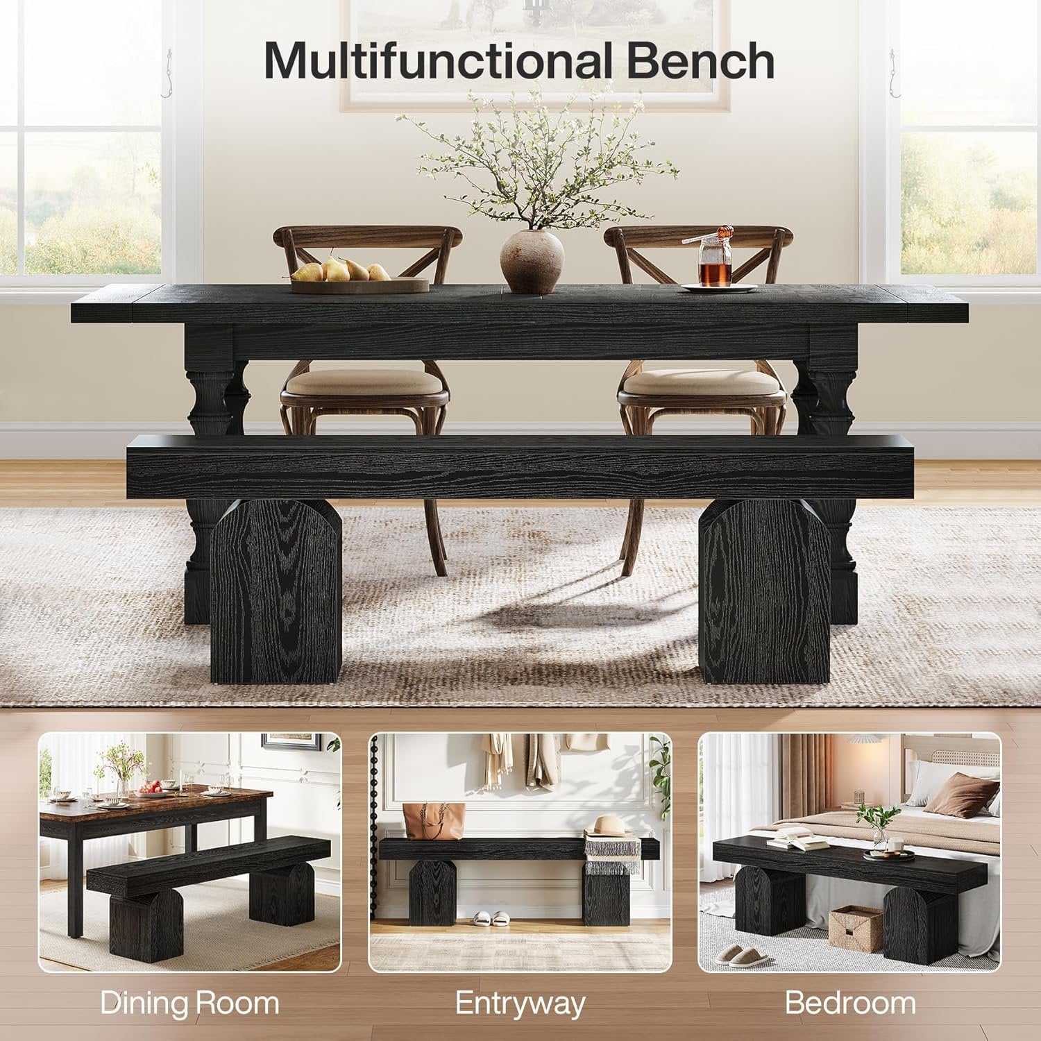 Tribesigns Panca da Pranzo, Panca da Cusina Moderna con Base Arcuata per 2-3 Persone