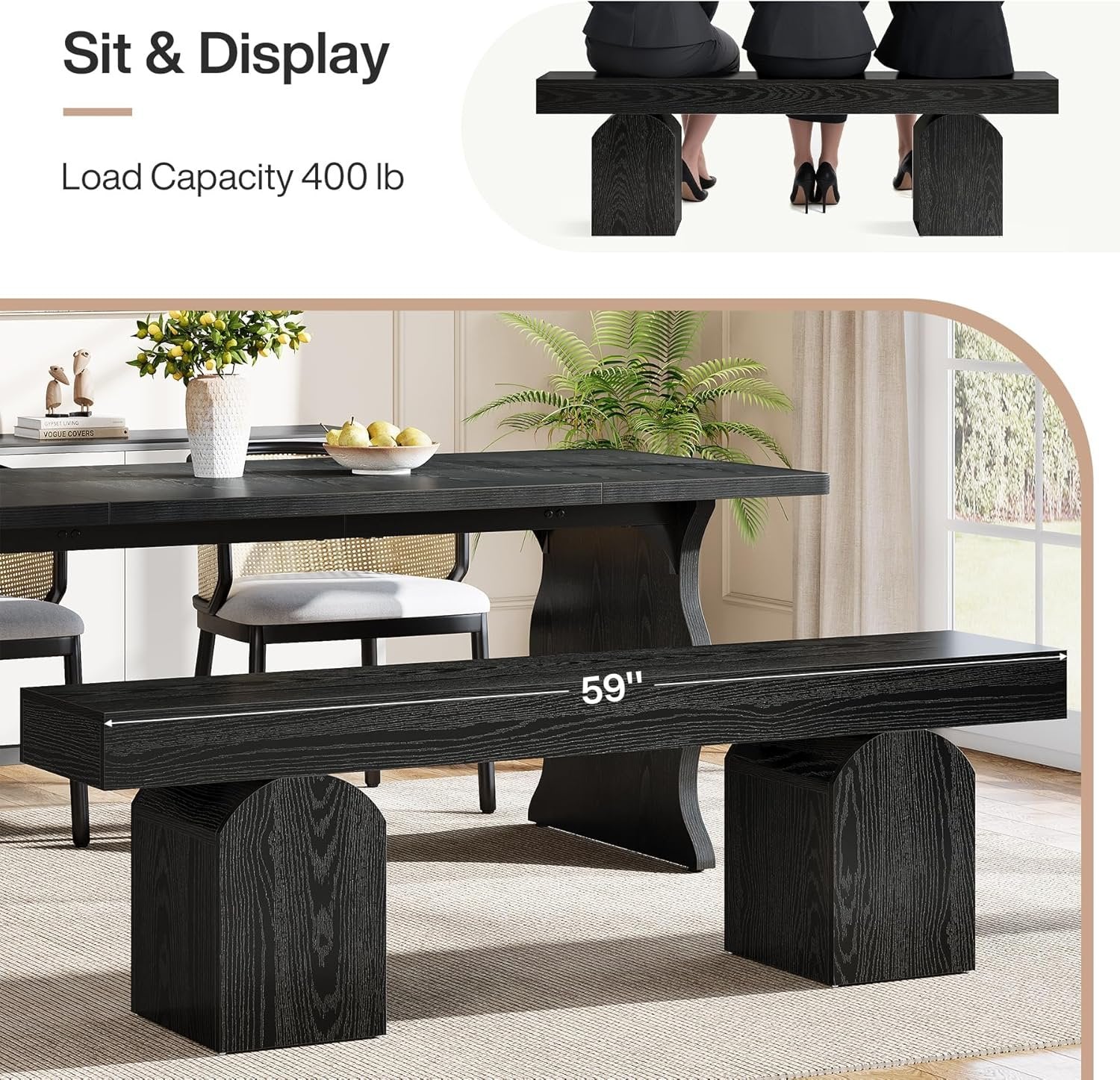 Tribesigns Panca da Pranzo, Panca da Cusina Moderna con Base Arcuata per 2-3 Persone