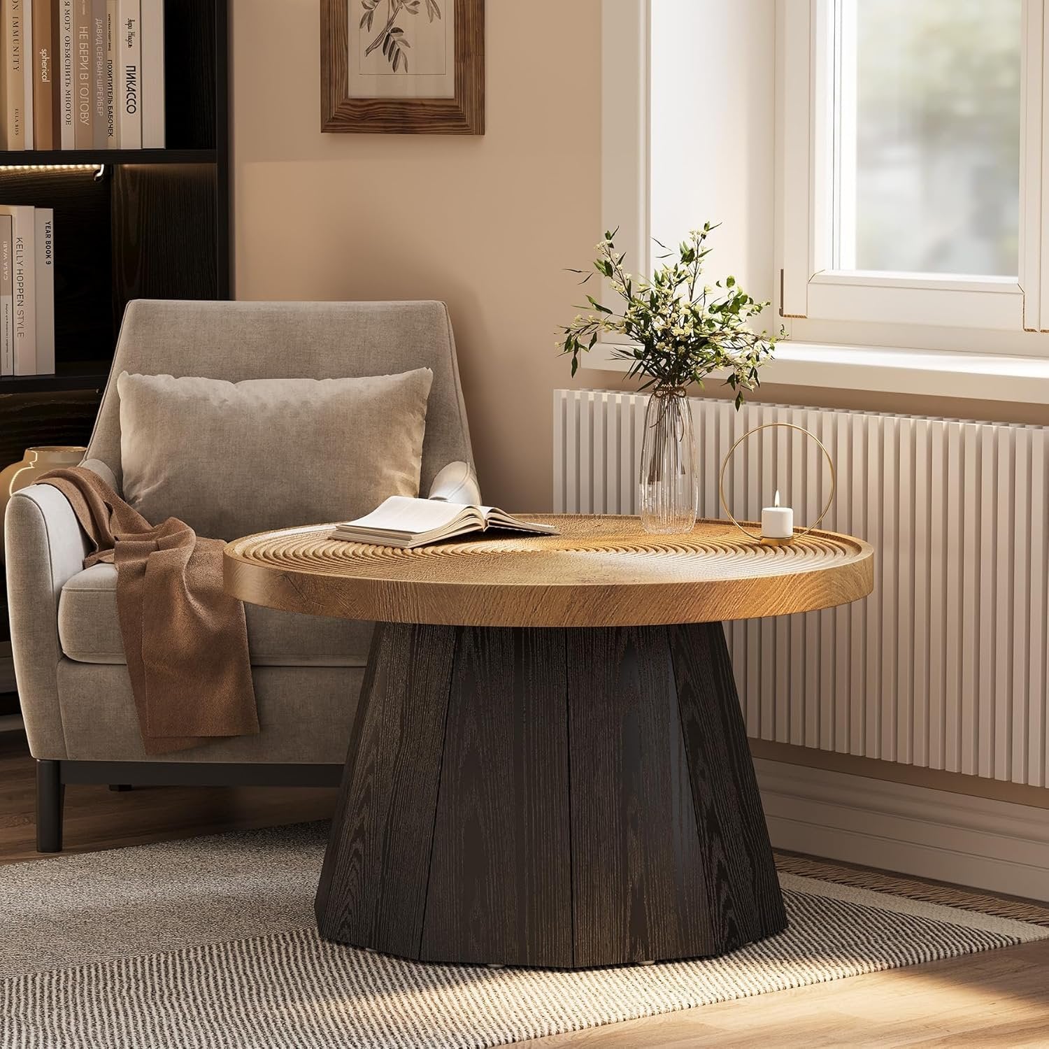 Tribesigns 80 cm Tavolino rotondo, moderno tavolo da tè  per soggiorno