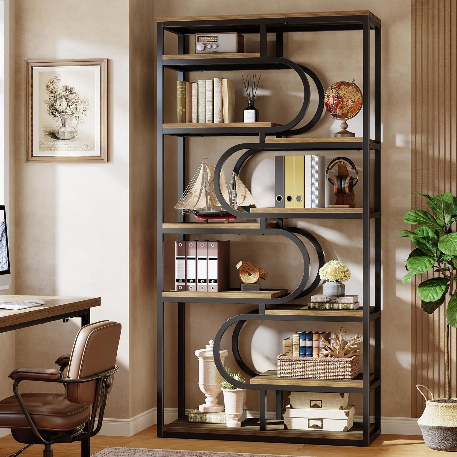 Tribesigns 100 cm Libreria, scaffale autoportante a 5 ripiani con spazio aperto