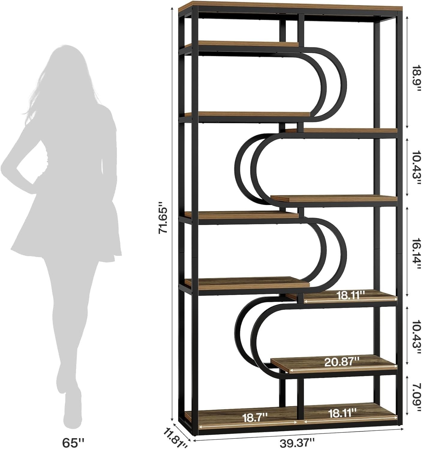 Tribesigns 100 cm Libreria, scaffale autoportante a 5 ripiani con spazio aperto