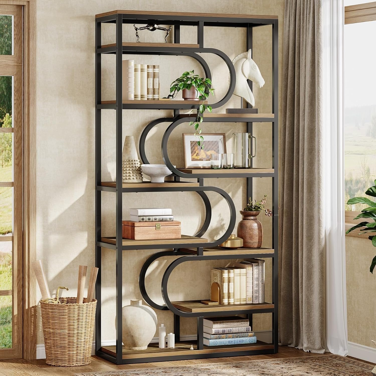 Tribesigns 100 cm Libreria, scaffale autoportante a 5 ripiani con spazio aperto