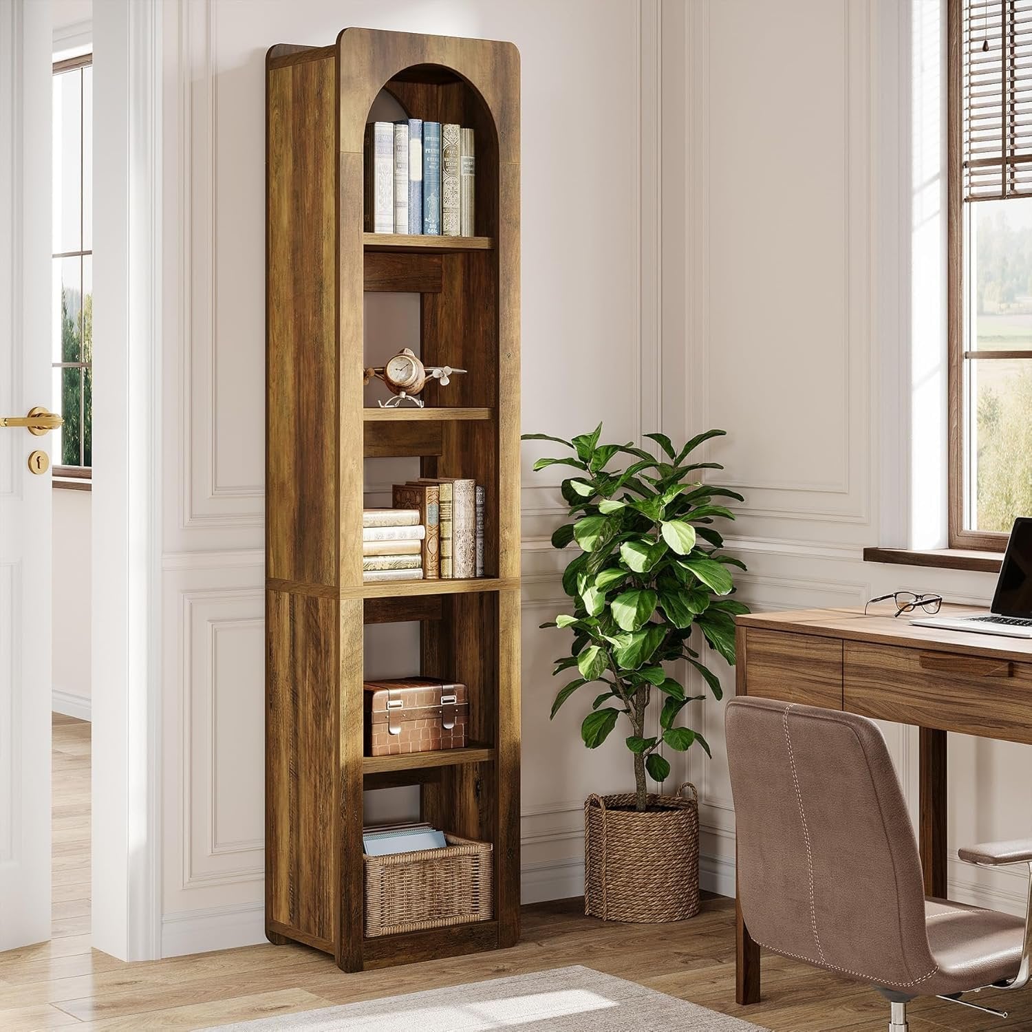 Tribesigns 180 cm Libreria, scaffale angolare sottile a 5 piani