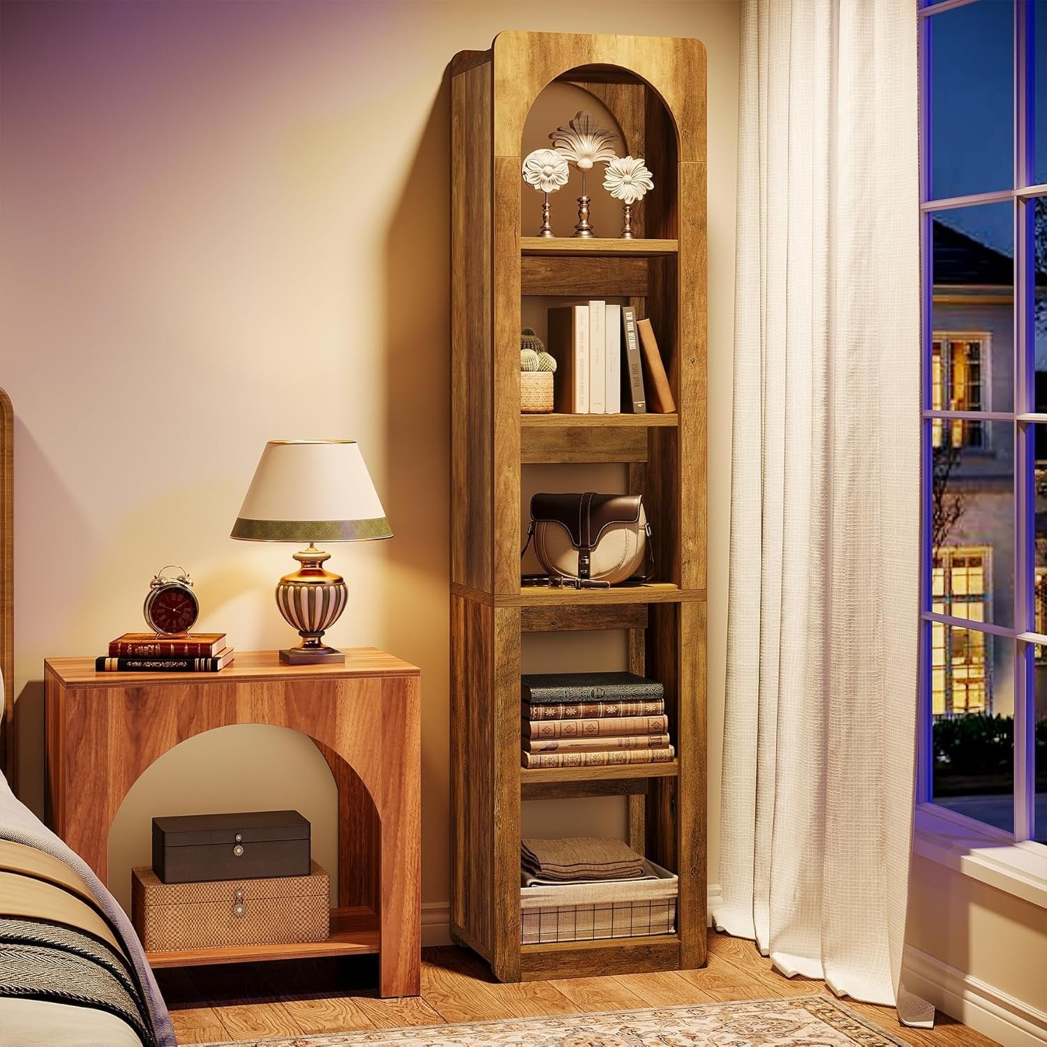 Tribesigns 180 cm Libreria, scaffale angolare sottile a 5 piani