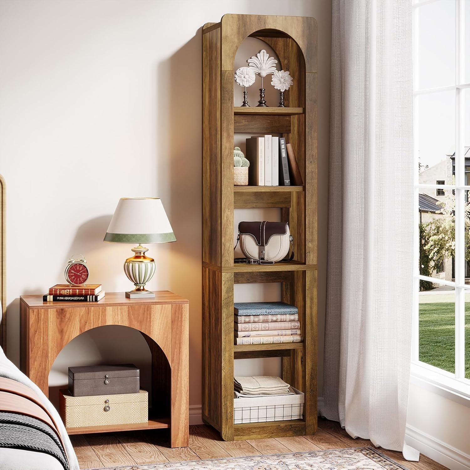 Tribesigns 180 cm Libreria, scaffale angolare sottile a 5 piani