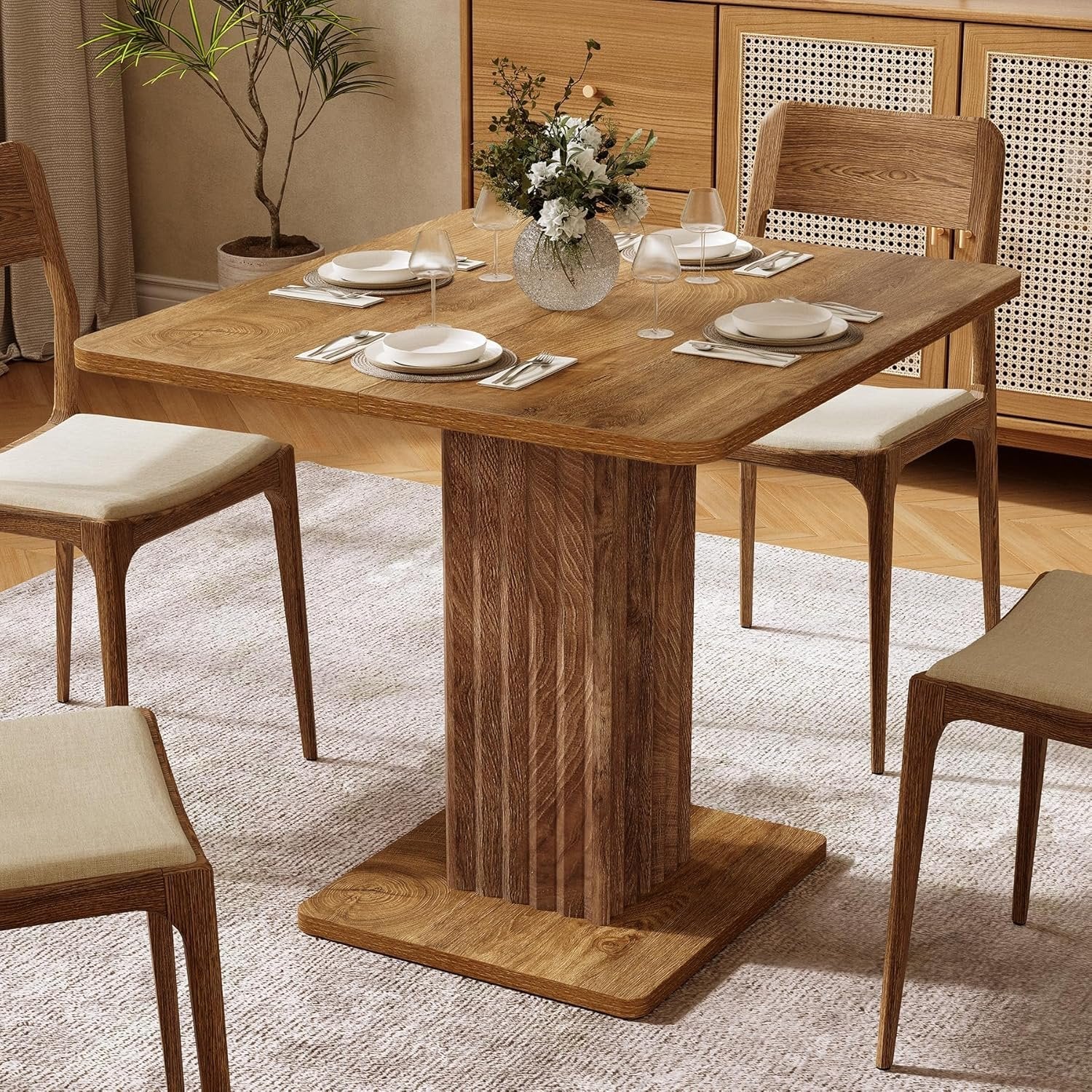 Tribesigns Tavolo da pranzo, 90 x 80 cm piccolo tavolo da cucina con base stabile per 4 persone