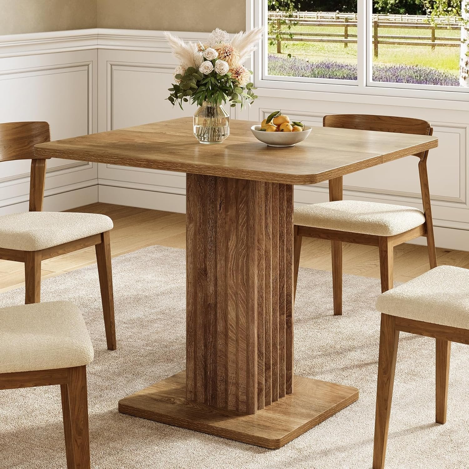 Tribesigns Tavolo da pranzo, 90 x 80 cm piccolo tavolo da cucina con base stabile per 4 persone