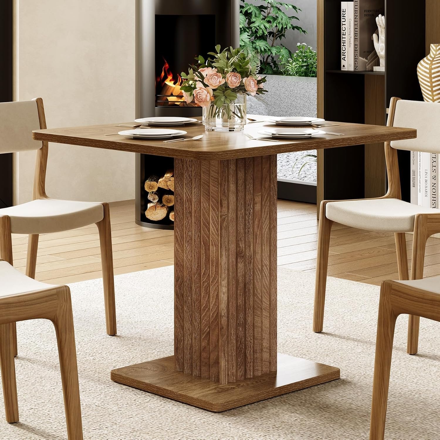 Tribesigns Tavolo da pranzo, 90 x 80 cm piccolo tavolo da cucina con base stabile per 4 persone