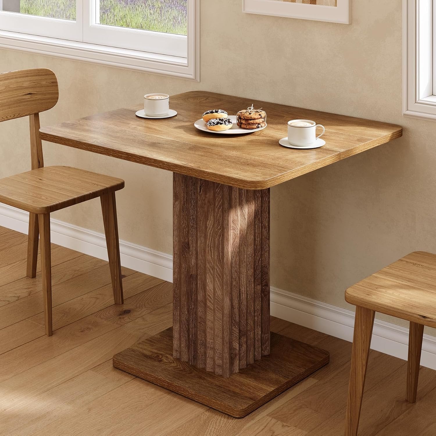 Tribesigns Tavolo da pranzo, 90 x 80 cm piccolo tavolo da cucina con base stabile per 4 persone