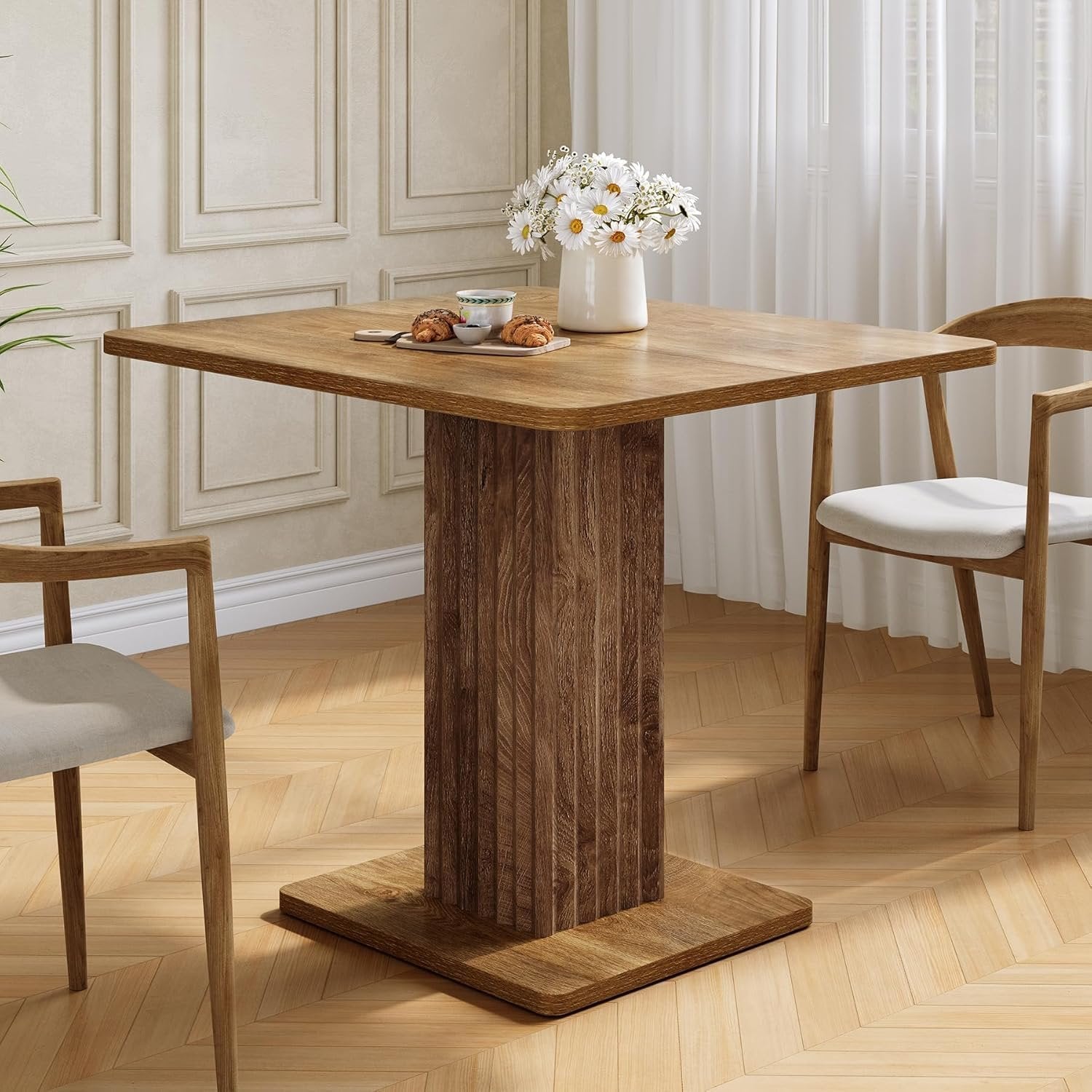 Tribesigns Tavolo da pranzo, 90 x 80 cm piccolo tavolo da cucina con base stabile per 4 persone