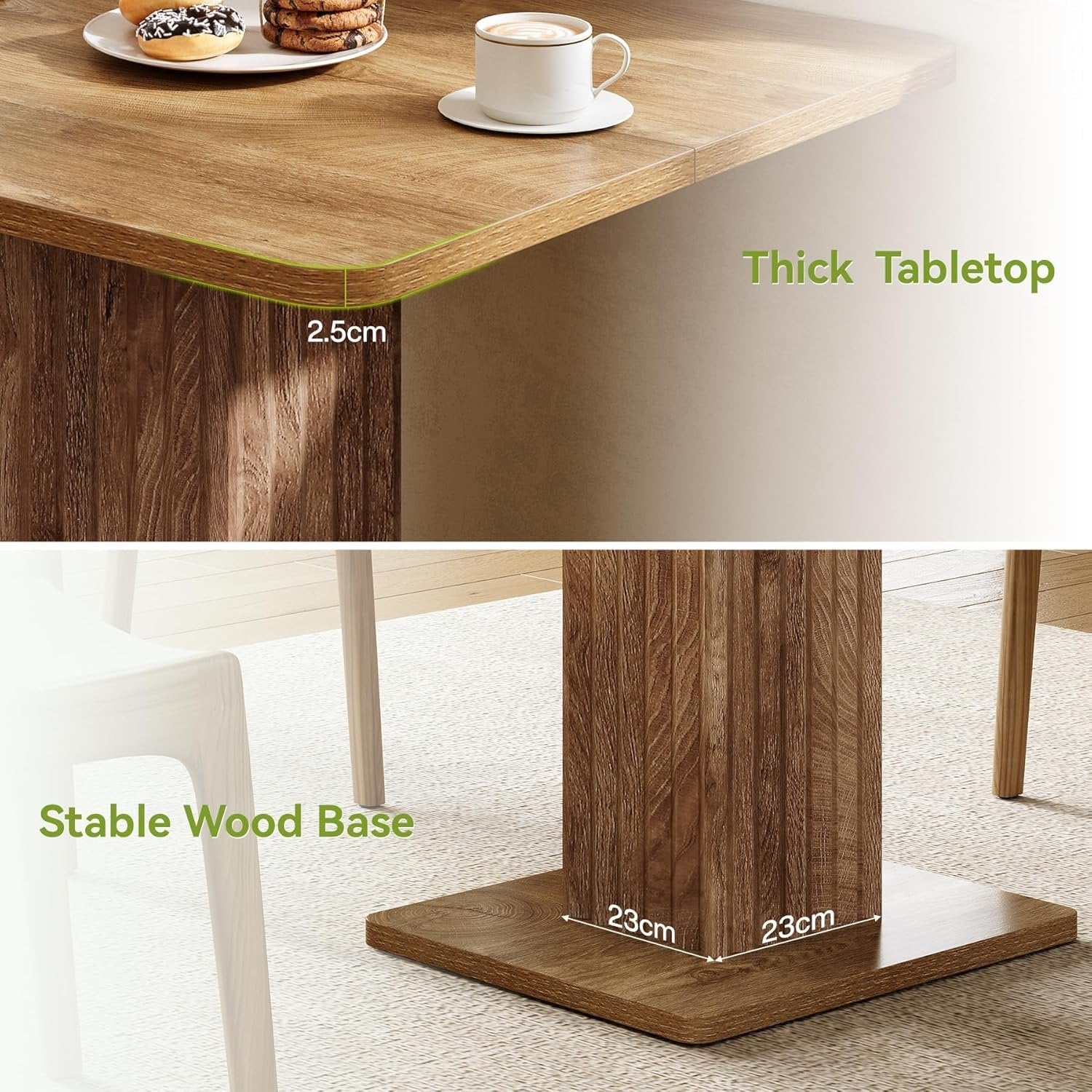 Tribesigns Tavolo da pranzo, 90 x 80 cm piccolo tavolo da cucina con base stabile per 4 persone