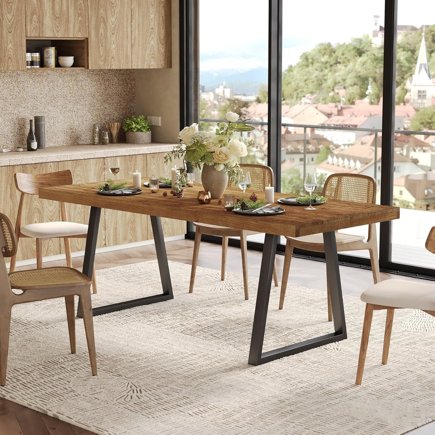 Tribesigns Tavolo da pranzo da 160 cm, tavolo da cucina rettangolare per 4-6 persone