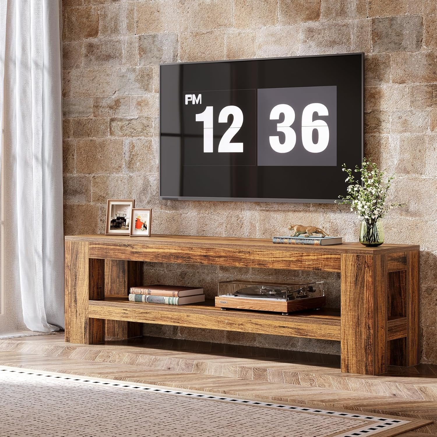Tribesigns Supporto TV da 59 pollici per TV da 55/60/65/75 pollici, console TV multimediale rustica