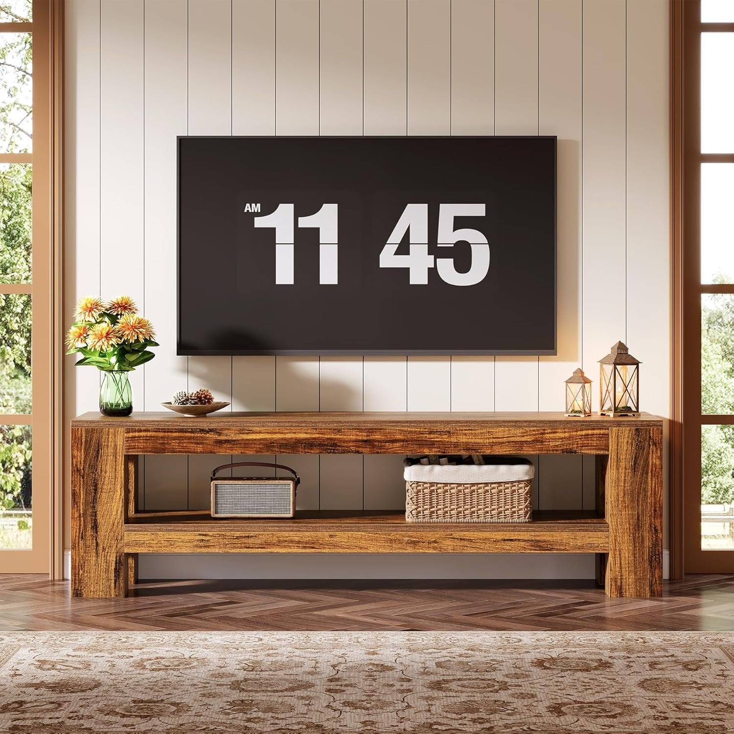 Tribesigns Supporto TV da 59 pollici per TV da 55/60/65/75 pollici, console TV multimediale rustica