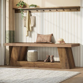 Panca d'ingresso da 160 cm, Panca da comodino in legno con 2 livelli 3