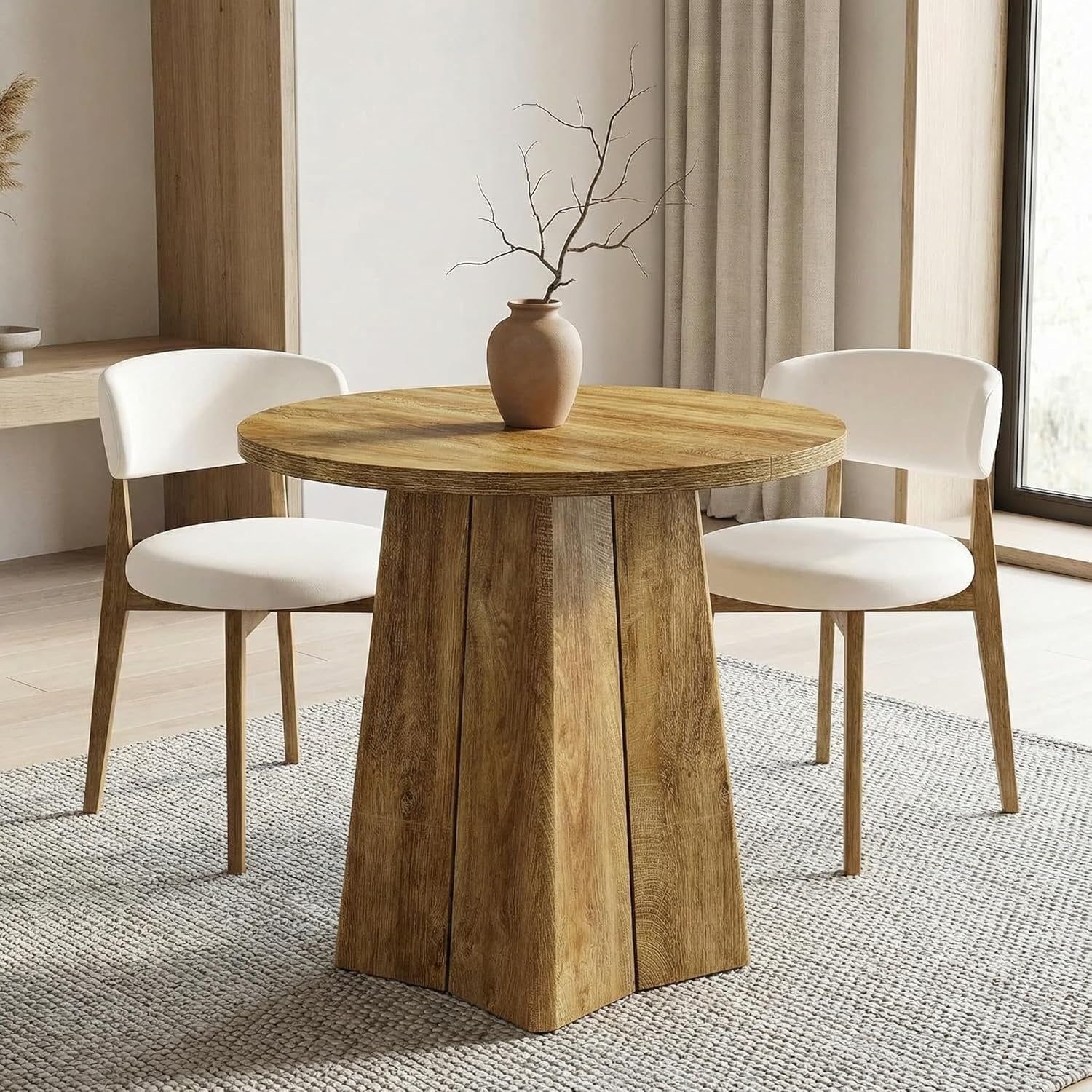 Tribesigns Tavolo da Pranzo Rotondo, Tavolo Cucina in Legno 80 cm per 4 Persone