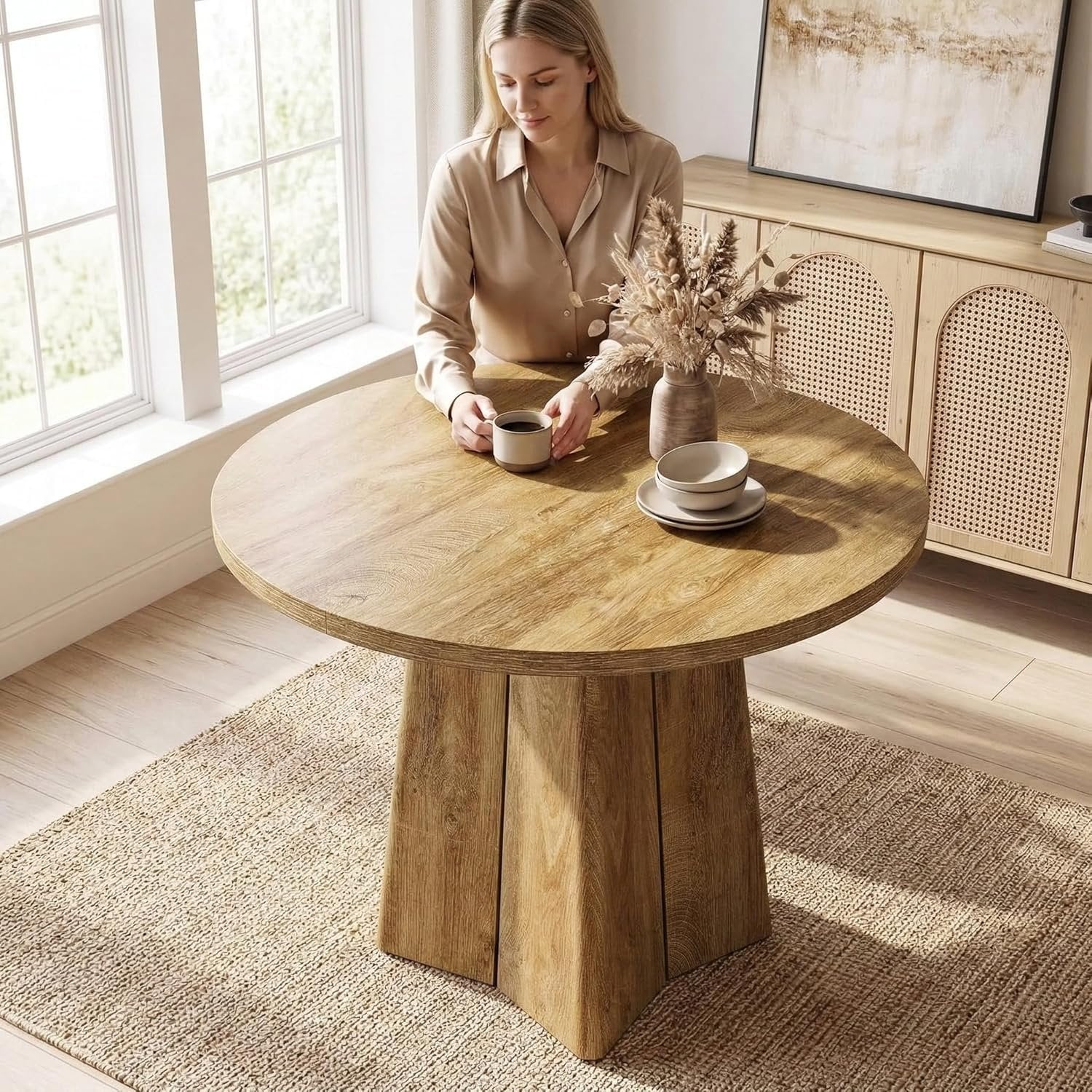 Tribesigns Tavolo da Pranzo Rotondo, Tavolo Cucina in Legno 80 cm per 4 Persone