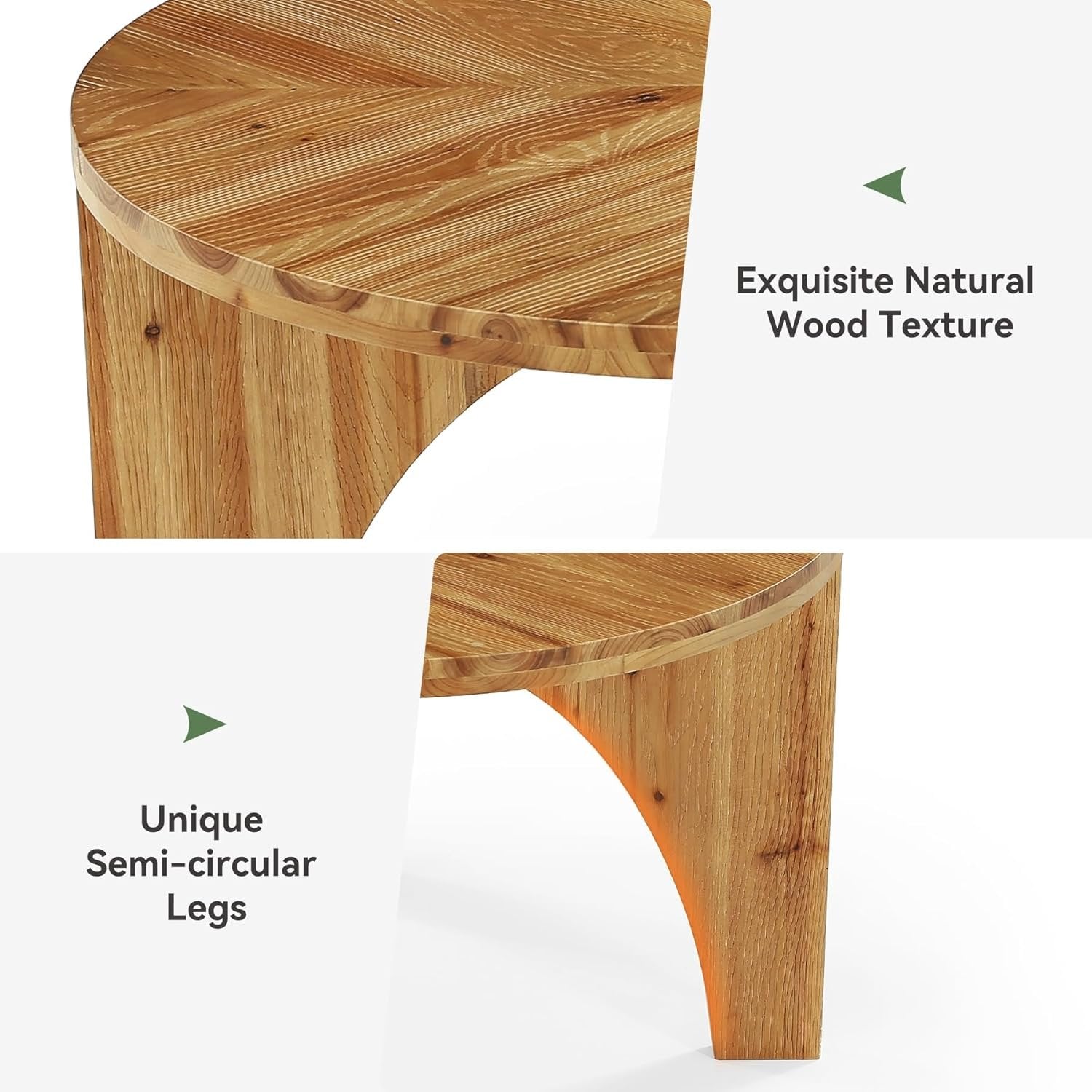 Tribesigns Tavolino rotondo da 80 cm, tavolino da salotto in legno massello con gambe curve