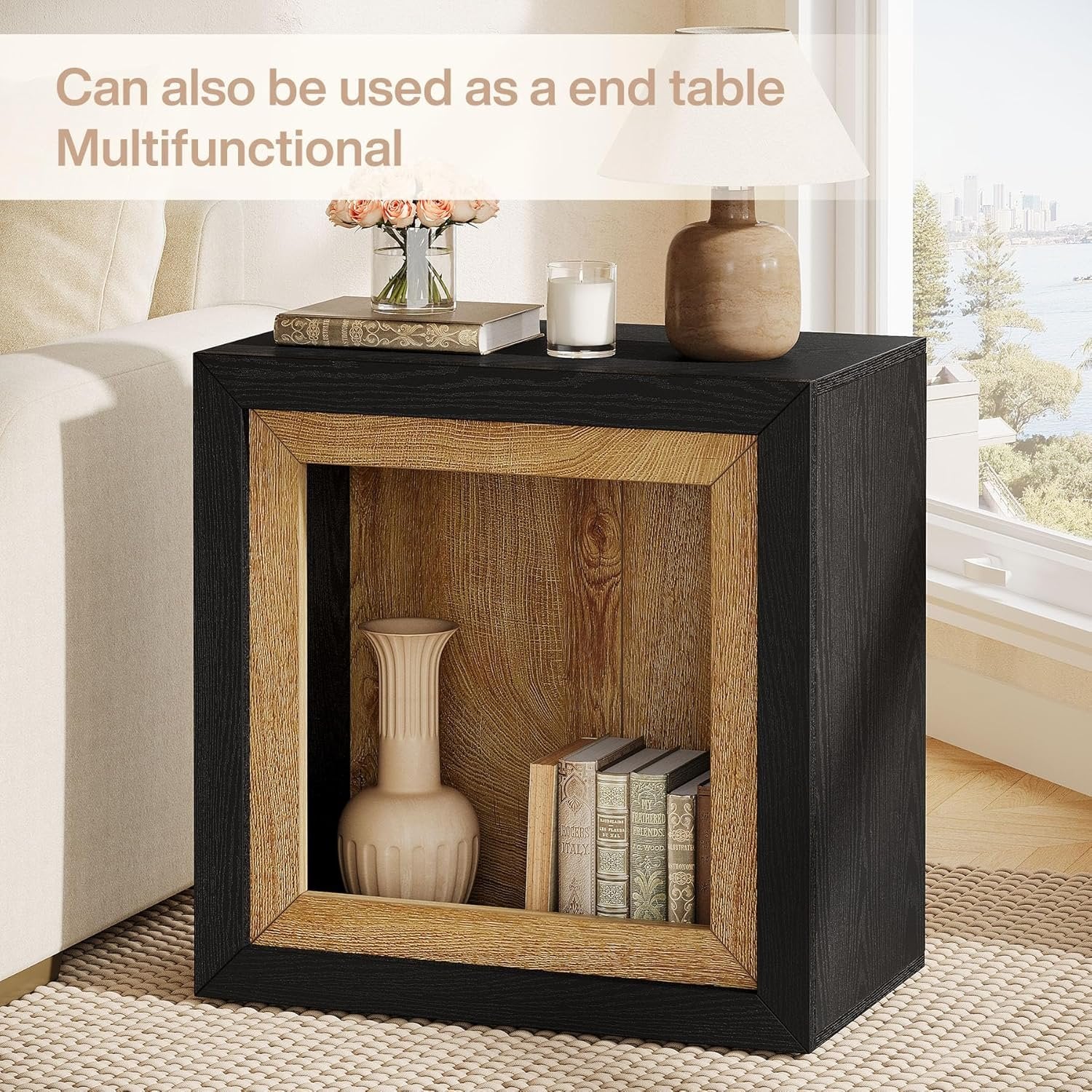 Tribesigns Comodino in legno da 60 cm, comodino con design ispirato alla cornice