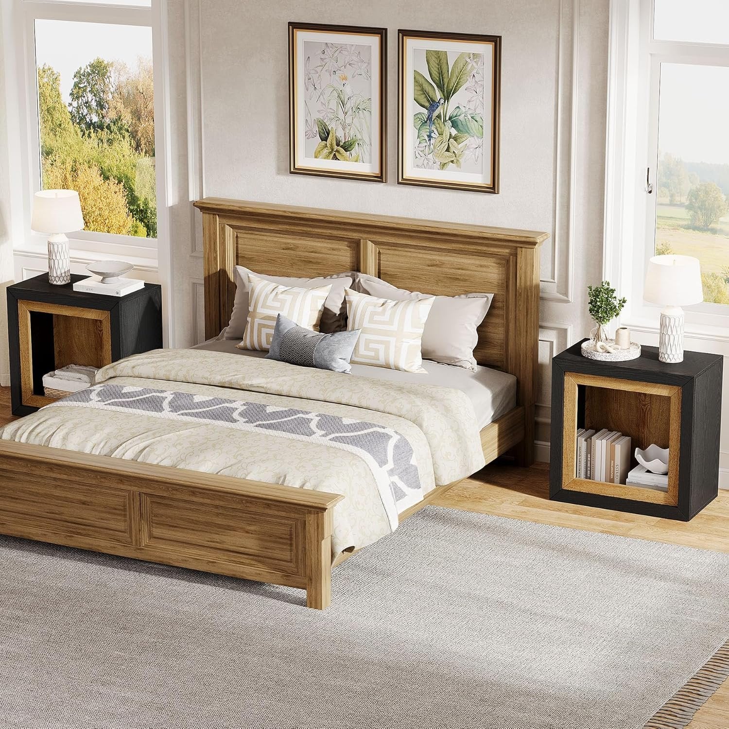 Tribesigns Comodino in legno da 60 cm, comodino con design ispirato alla cornice