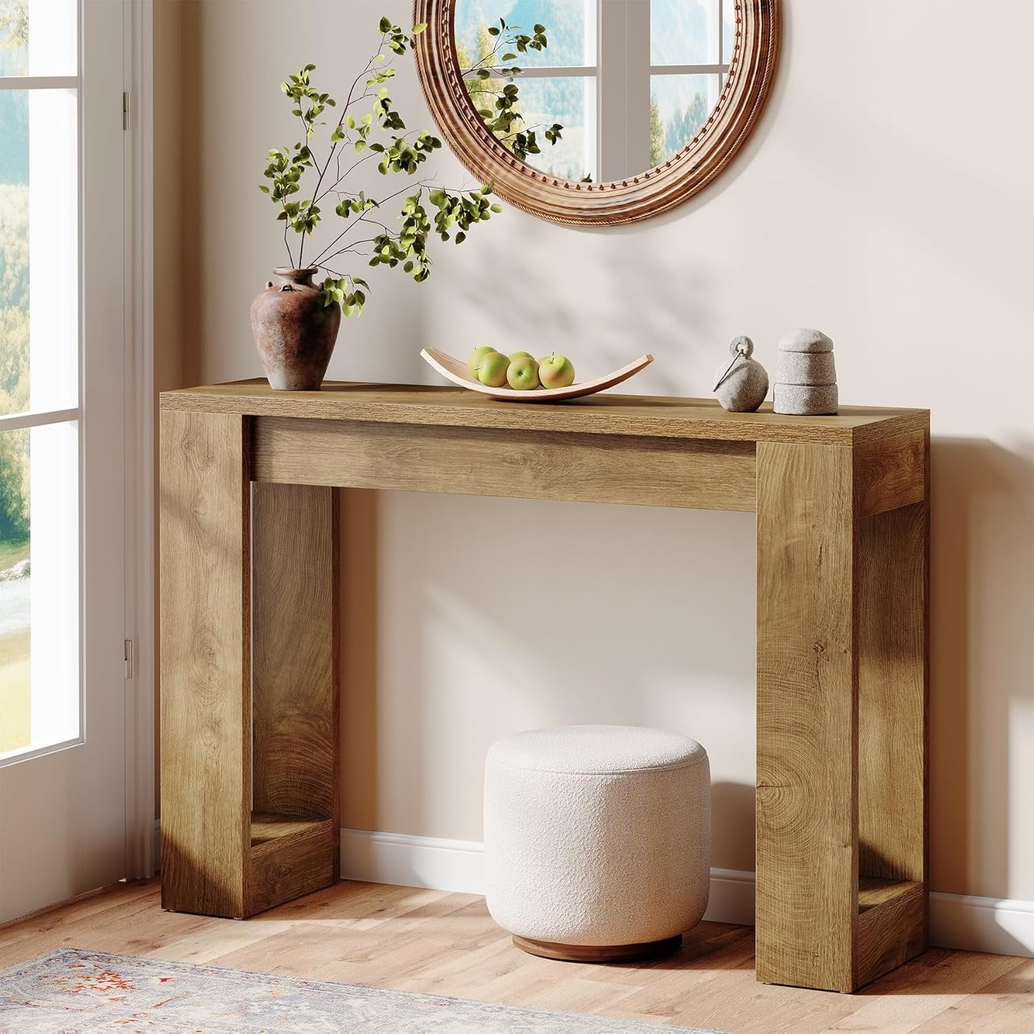 Tribesigns Tavolo consolle lungo 105 cm, tavolo in legno rustico dietro il divano