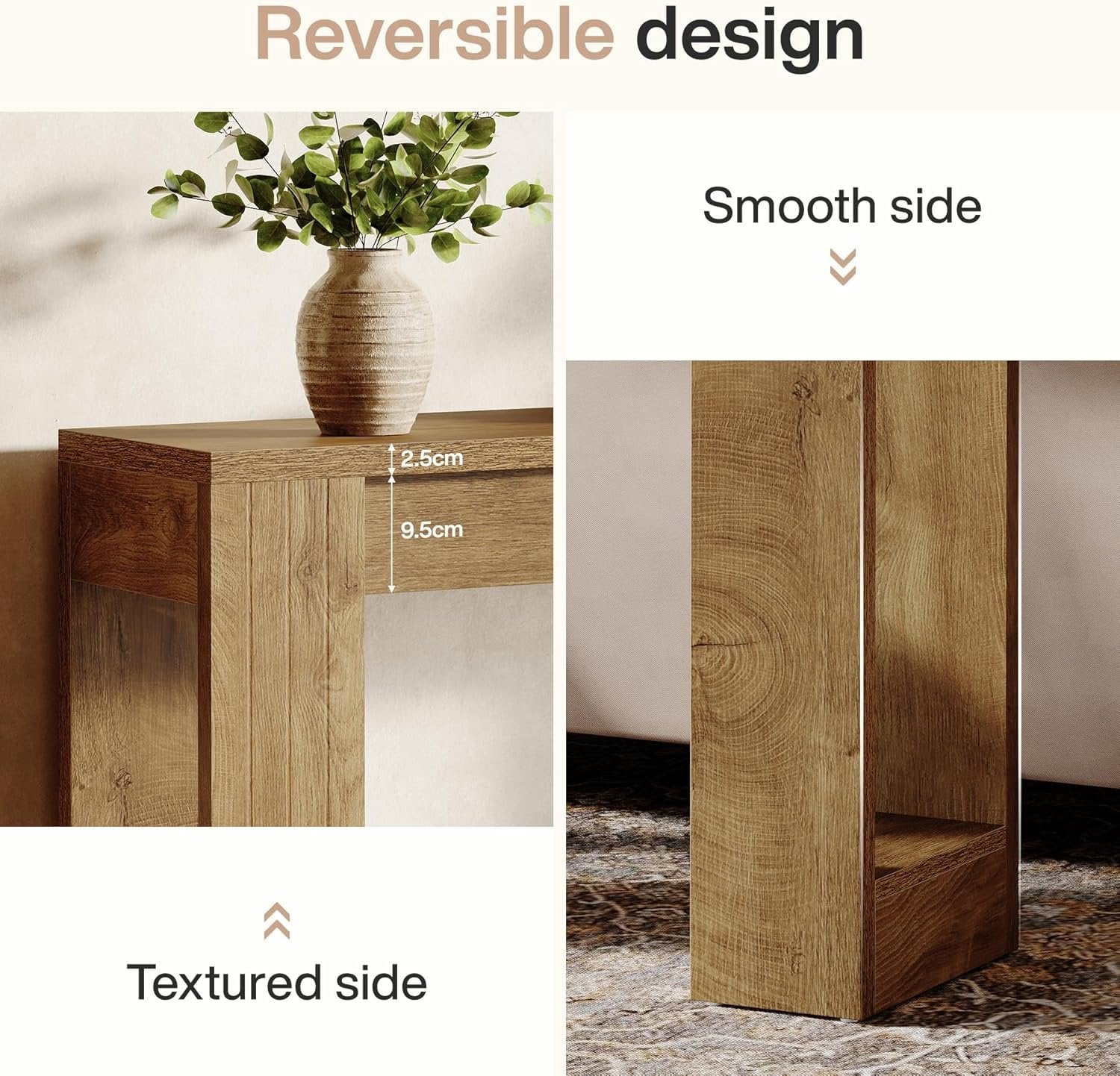 Tribesigns Tavolo consolle lungo 105 cm, tavolo in legno rustico dietro il divano