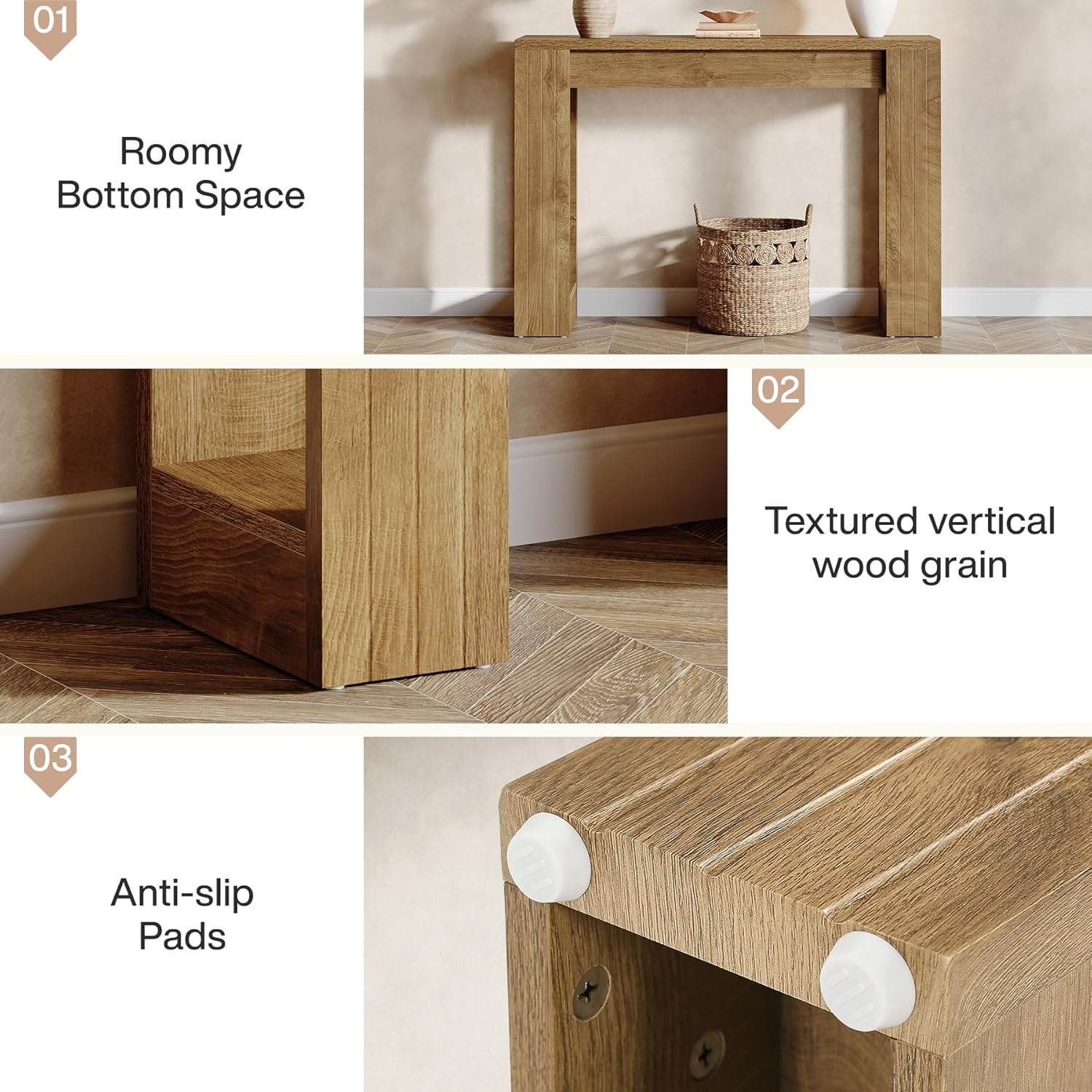 Tribesigns Tavolo consolle lungo 105 cm, tavolo in legno rustico dietro il divano