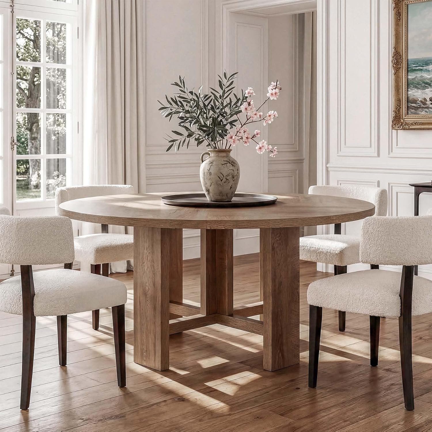 Tribesigns 120 cm Tavolo da pranzo rotondo, tavolo da cucina per 6 persone