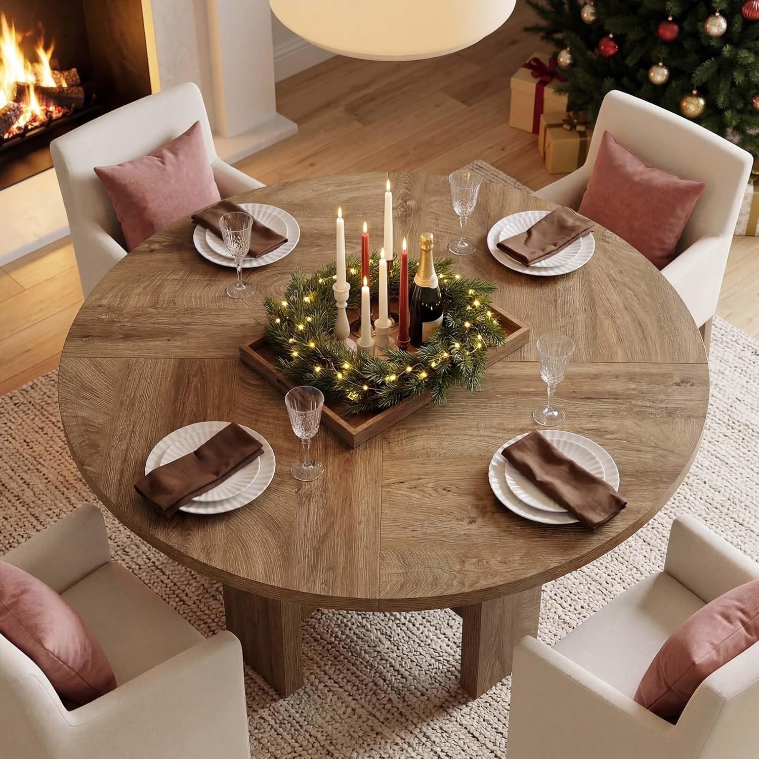 Tribesigns 120 cm Tavolo da pranzo rotondo, tavolo da cucina per 6 persone