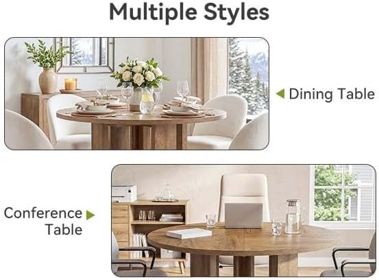 Tribesigns 120 cm Tavolo da pranzo rotondo, tavolo da cucina per 6 persone