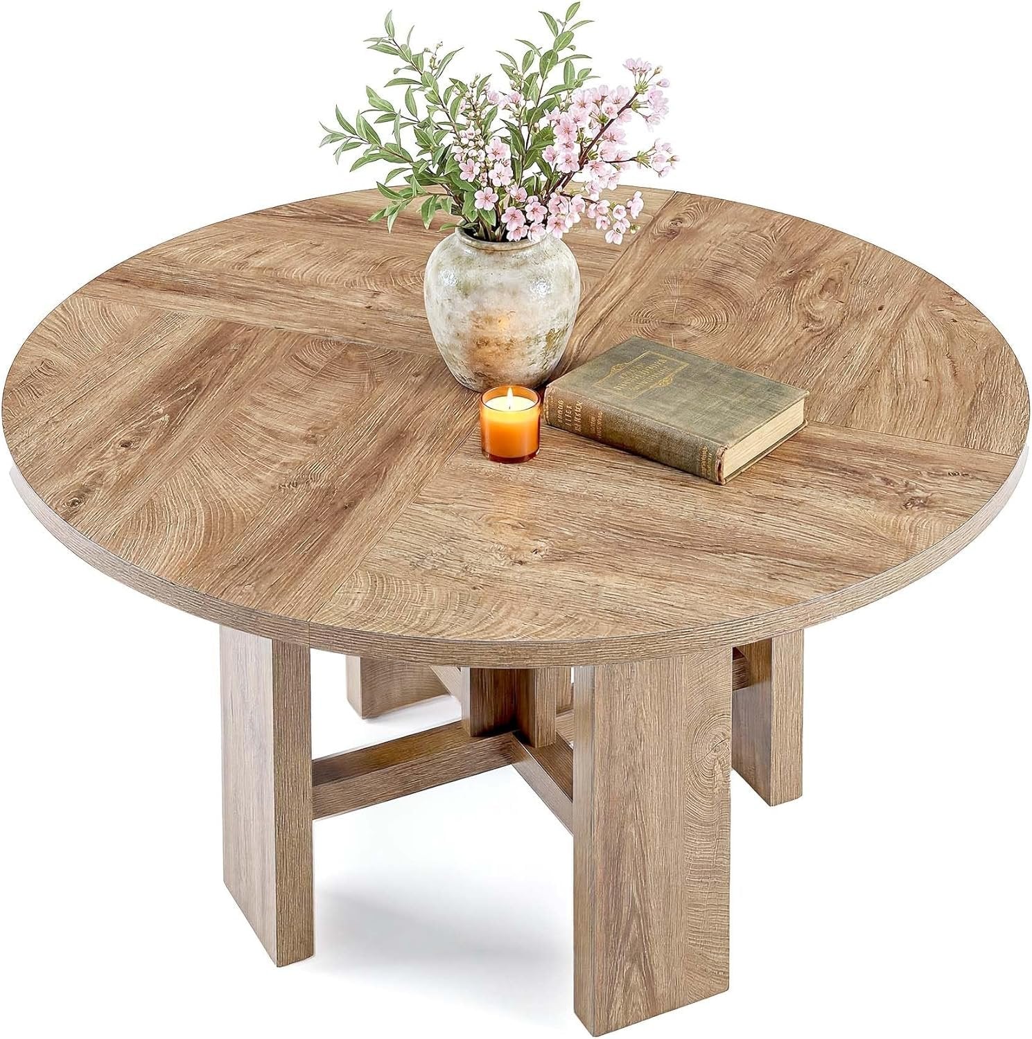 Tribesigns 120 cm Tavolo da pranzo rotondo, tavolo da cucina per 6 persone