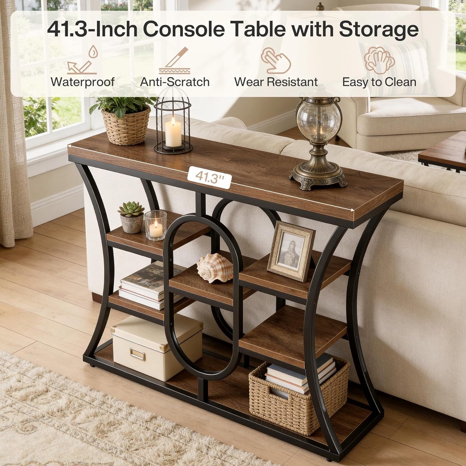 Tribesigns Tavoli da consolle da 105 cm, tavolino dietro il divano per il soggiorno