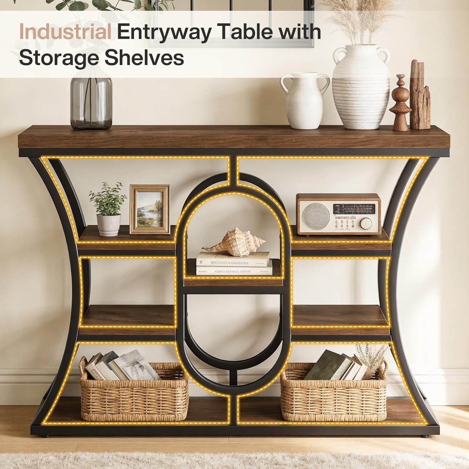 Tribesigns Tavoli da consolle da 105 cm, tavolino dietro il divano per il soggiorno