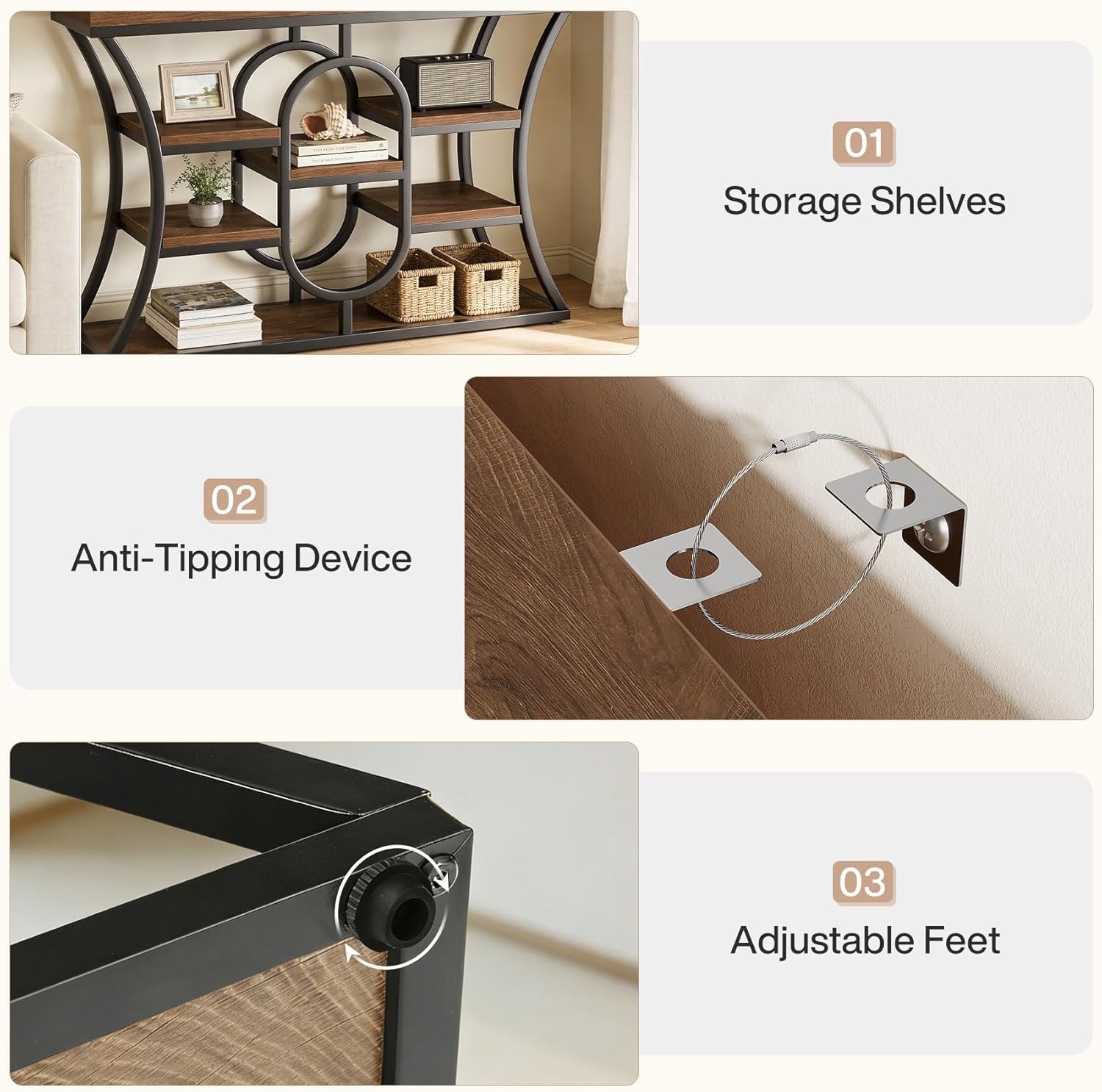 Tribesigns Tavoli da consolle da 105 cm, tavolino dietro il divano per il soggiorno