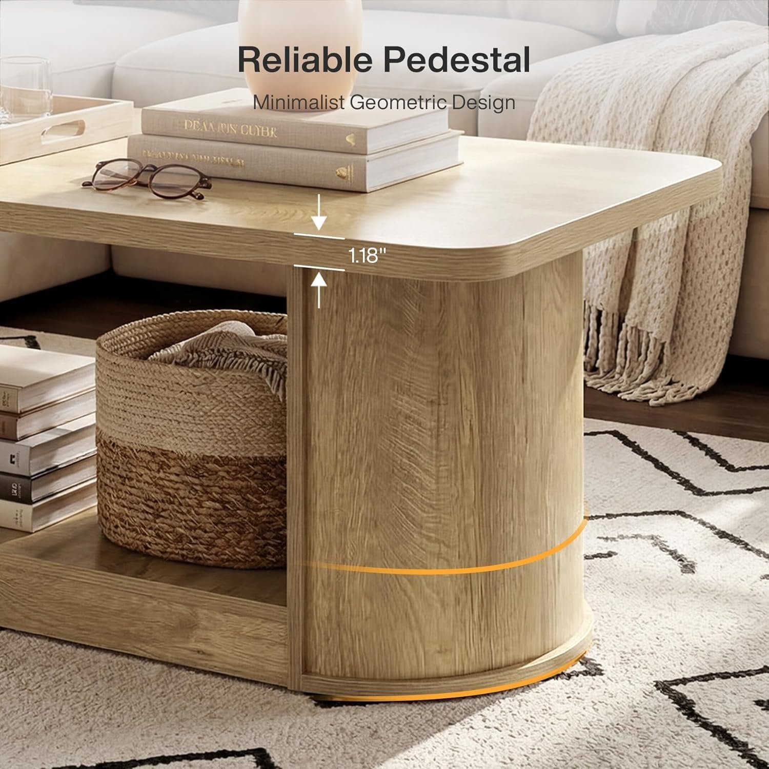 Tribesigns Tavolino da Caffè da 120 cm, Tavolo Rettangolare a 2 Ripiani con Contenitore