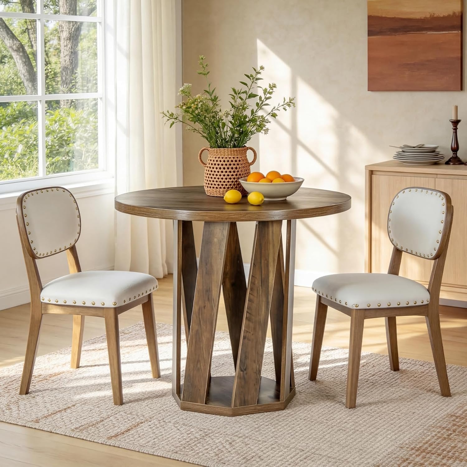 Tribesigns Piccolo tavolo da pranzo rotondo, tavolo da cucina da 80 cm per 2-4 persone