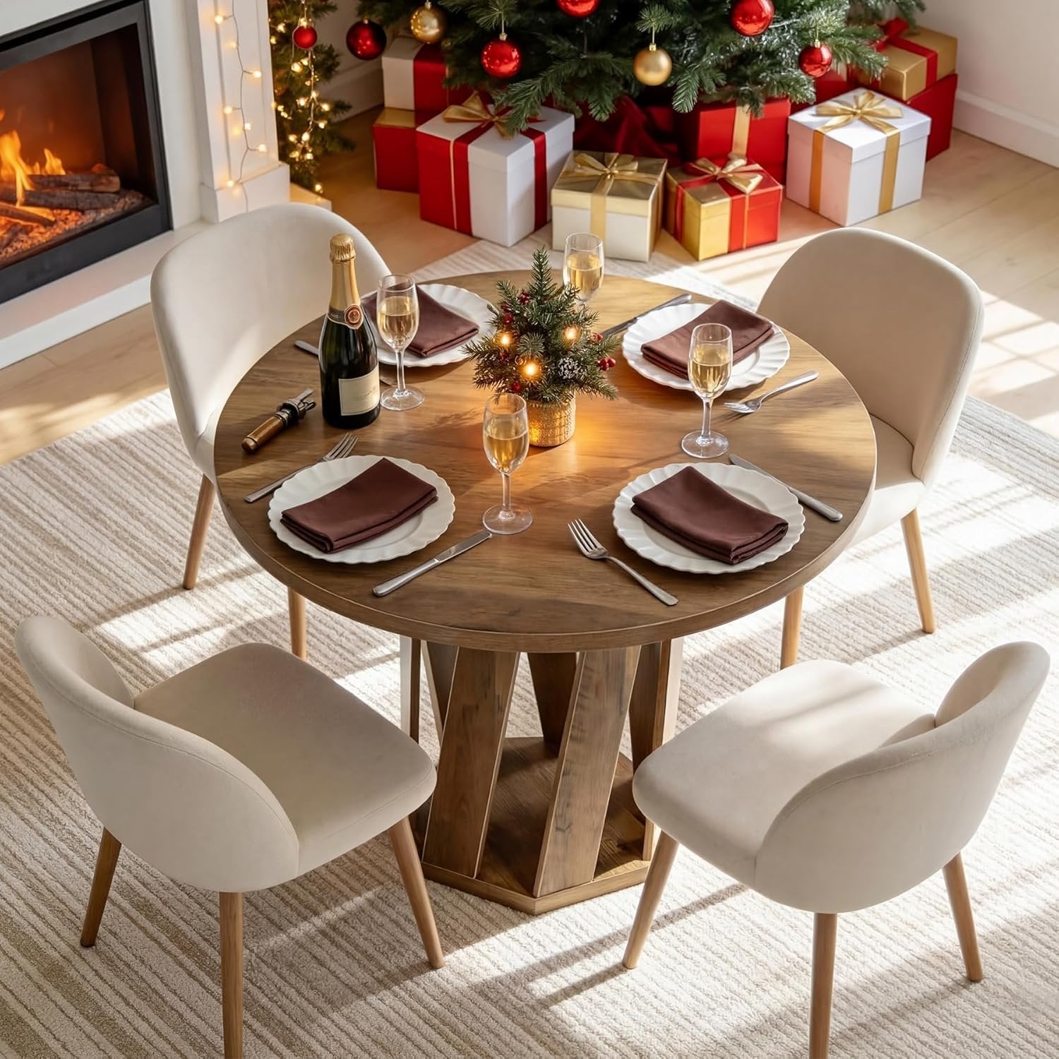Tribesigns Piccolo tavolo da pranzo rotondo, tavolo da cucina da 80 cm per 2-4 persone