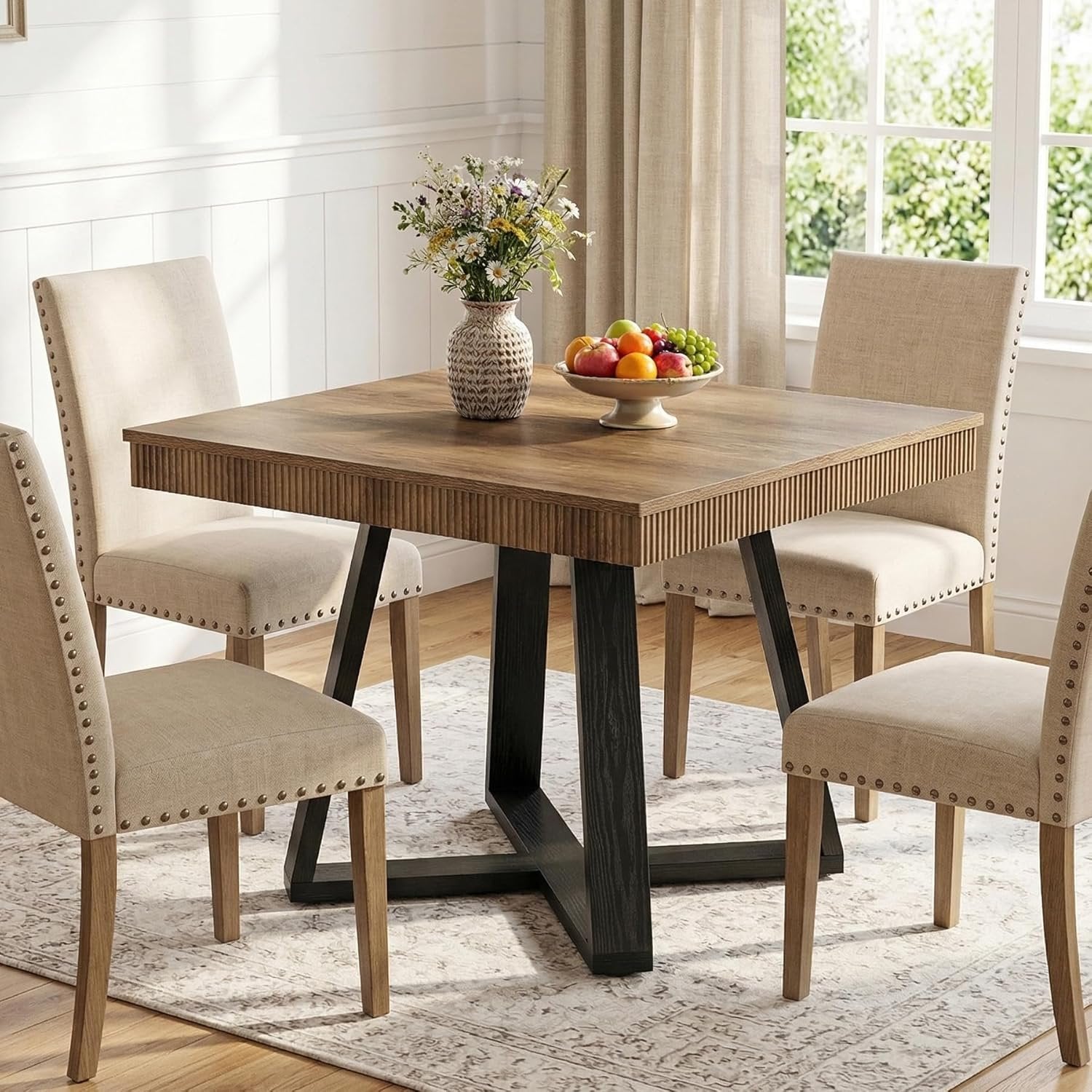 Tribesigns Tavolo da pranzo, tavolo da cucina da 80 cm in legno con gambe stabili