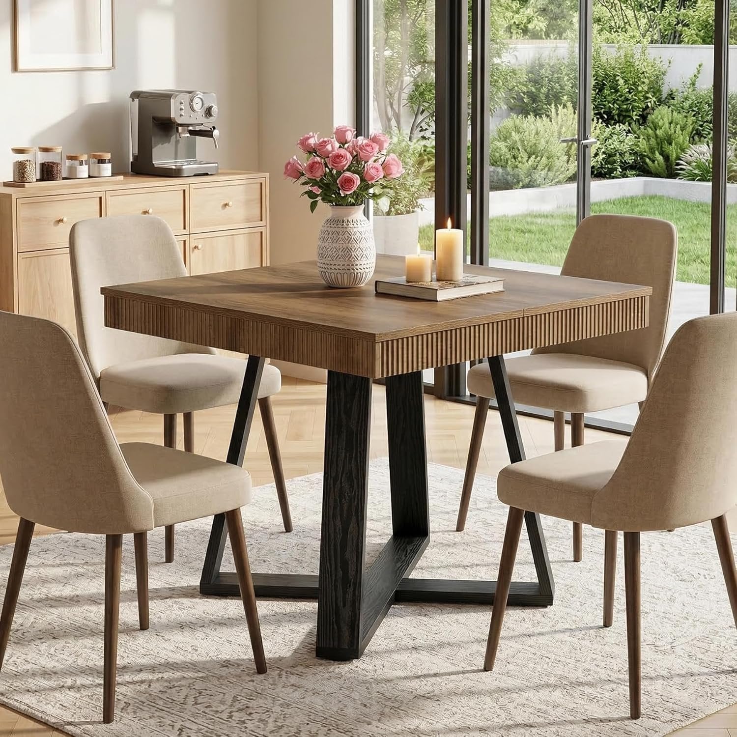 Tribesigns Tavolo da pranzo, tavolo da cucina da 80 cm in legno con gambe stabili