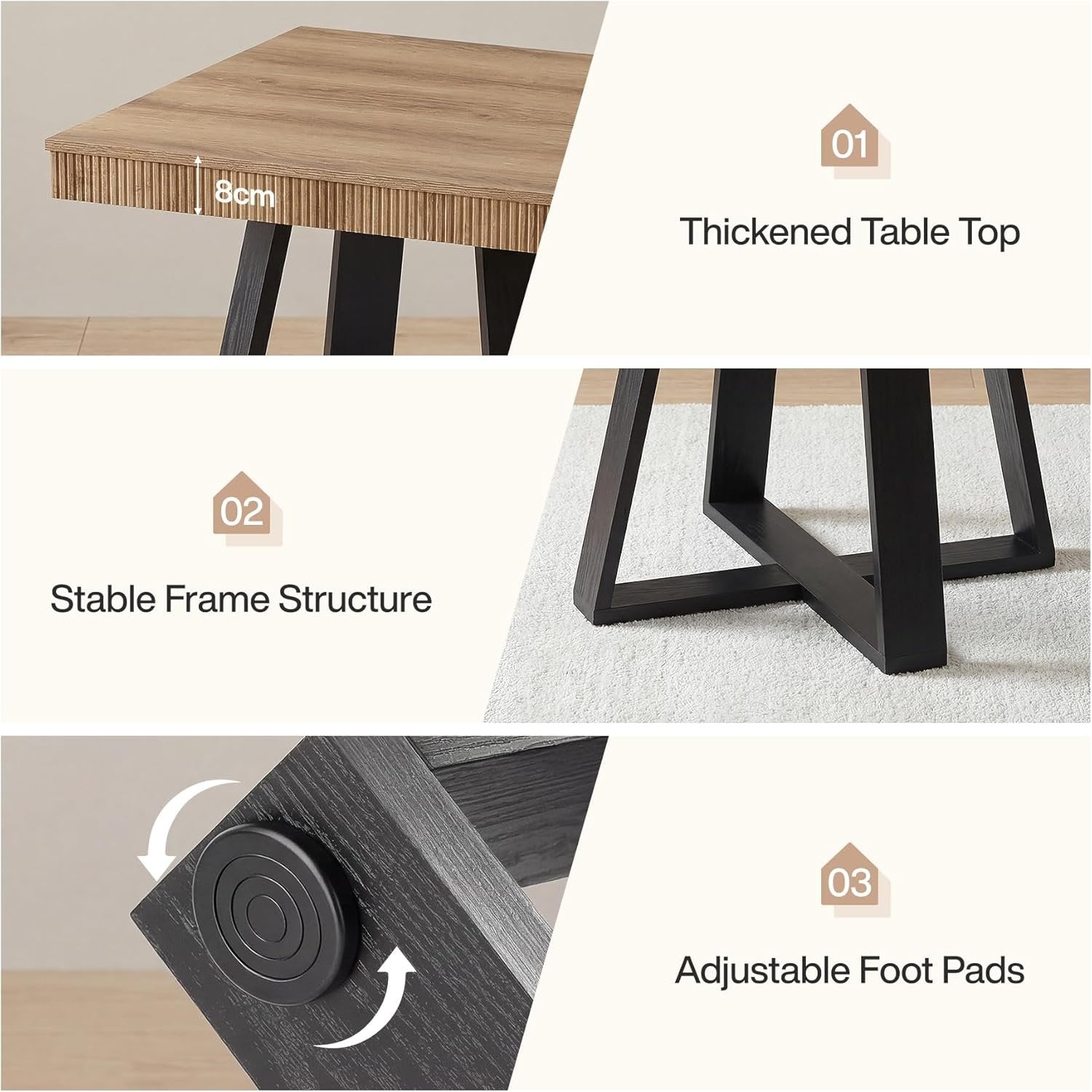 Tribesigns Tavolo da pranzo, tavolo da cucina da 80 cm in legno con gambe stabili