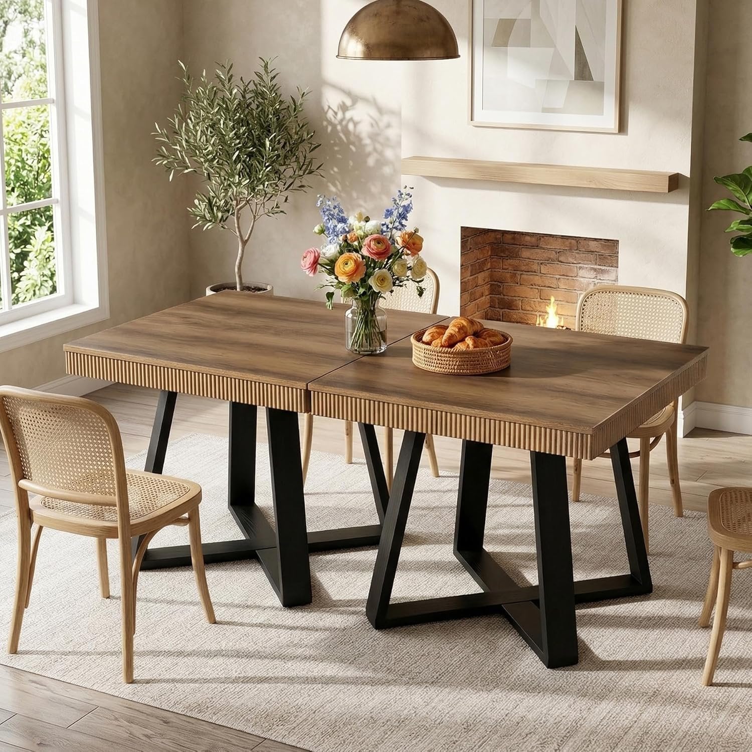 Tribesigns Tavolo da pranzo, tavolo da cucina da 80 cm in legno con gambe stabili
