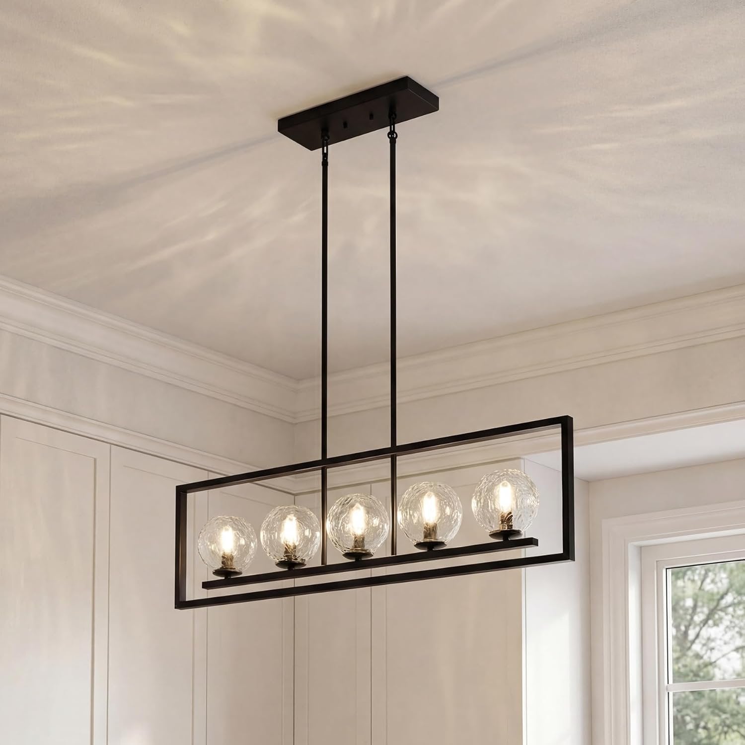 Tribesigns Moderna lampada a sospensione a 5 luci, lampada da soffitto in metallo per sala da pranzo(E14, senza lampadine)