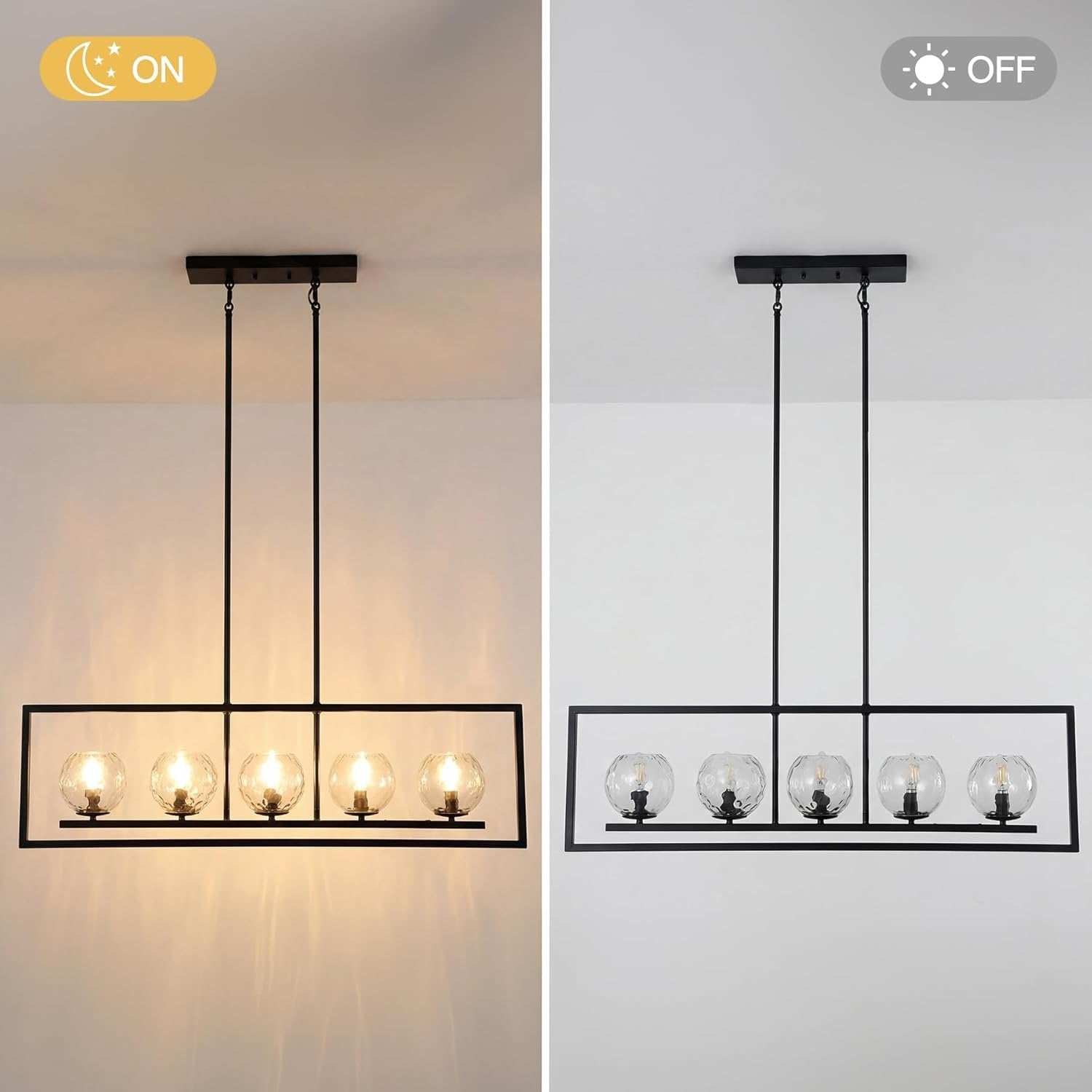 Tribesigns Moderna lampada a sospensione a 5 luci, lampada da soffitto in metallo per sala da pranzo(E14, senza lampadine)
