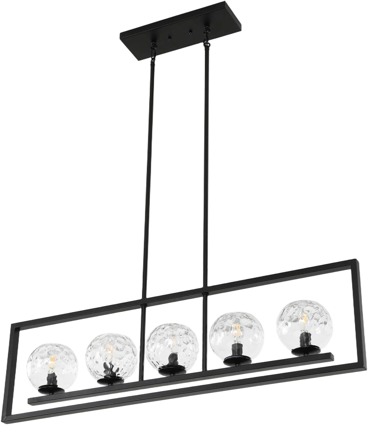 Tribesigns Moderna lampada a sospensione a 5 luci, lampada da soffitto in metallo per sala da pranzo(E14, senza lampadine)