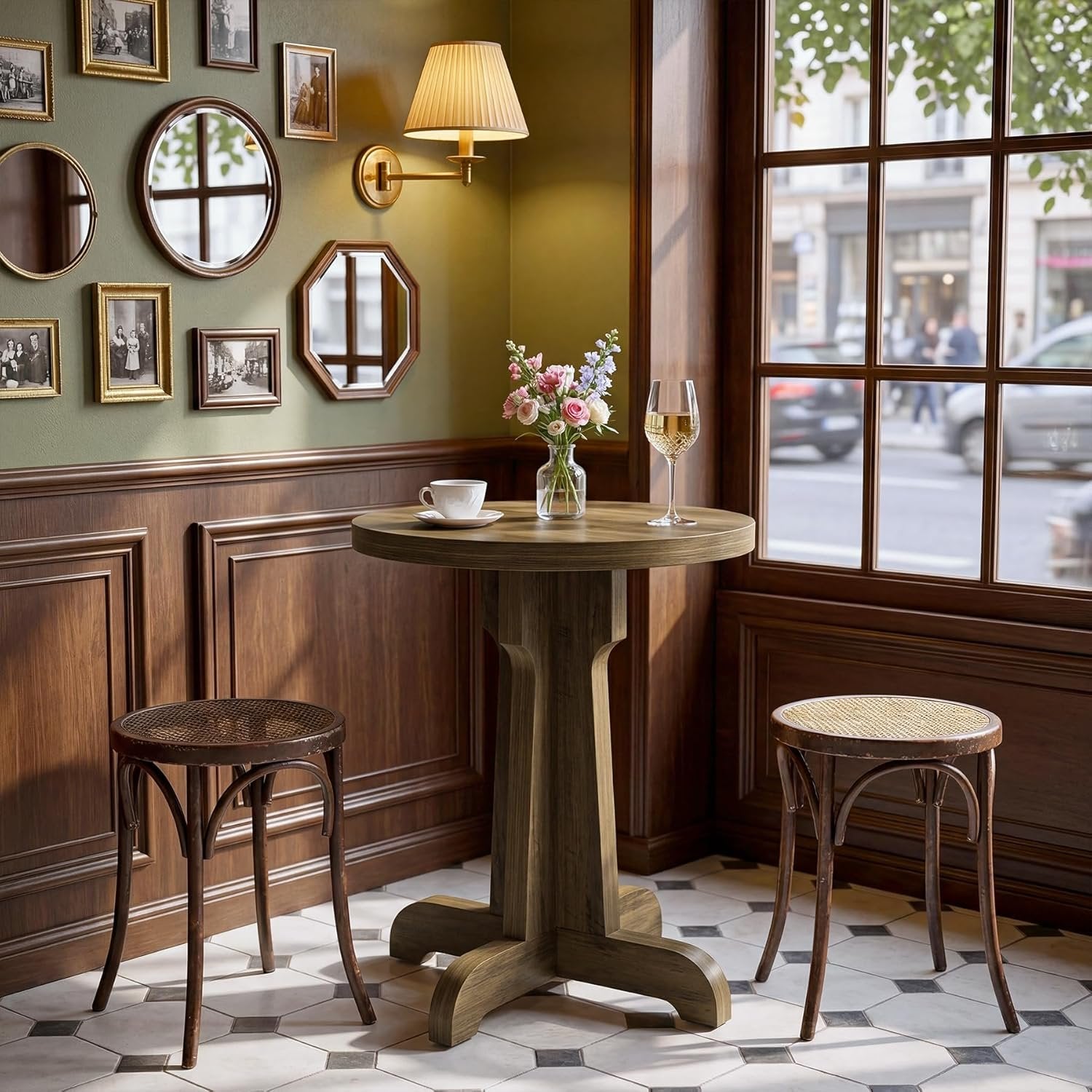 Tribesigns Tavolo da pranzo rotondo 60 cm, tavolo da bistrot stabile con piano spesso