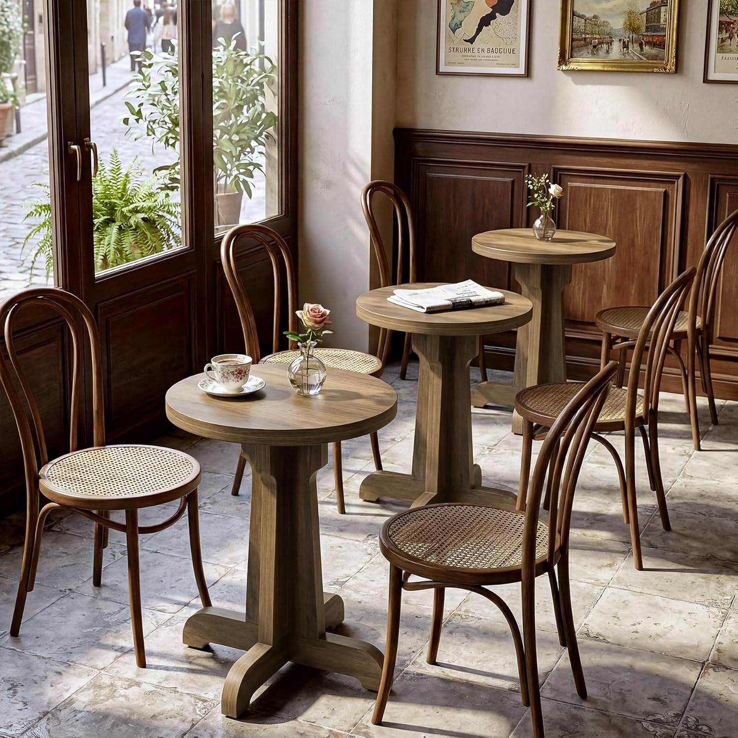 Tribesigns Tavolo da pranzo rotondo 60 cm, tavolo da bistrot stabile con piano spesso
