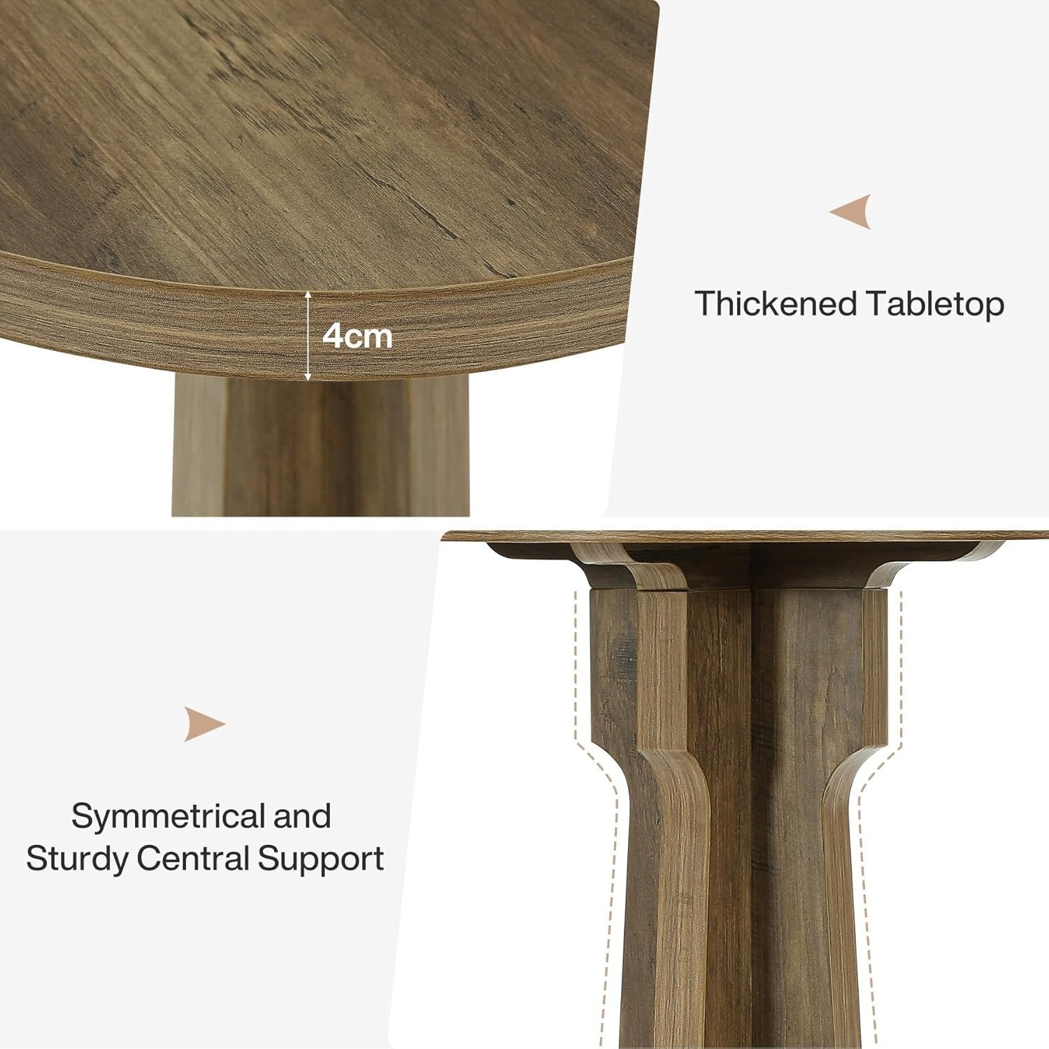 Tribesigns Tavolo da pranzo rotondo 60 cm, tavolo da bistrot stabile con piano spesso