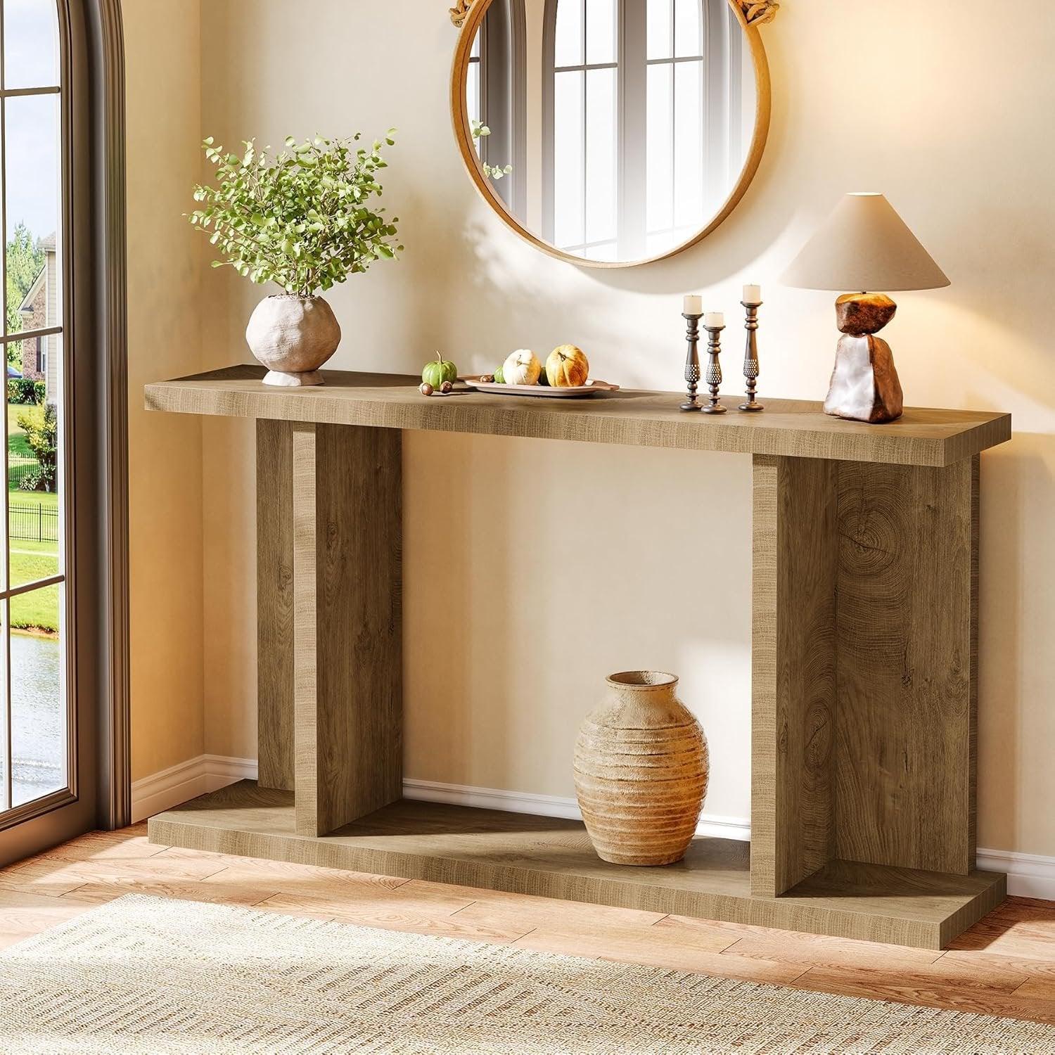 Tribesigns Tavolo consolle da 140 cm, moderno tavolino in rovere rustico per ingresso