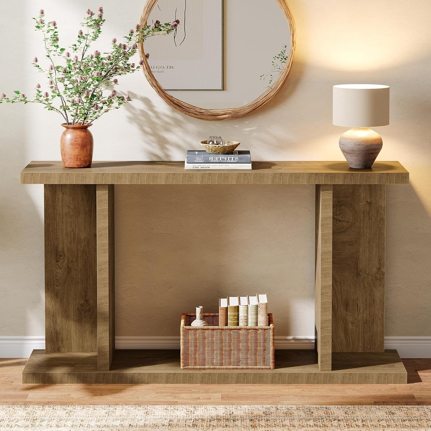 Tribesigns Tavolo consolle da 140 cm, moderno tavolino in rovere rustico per ingresso